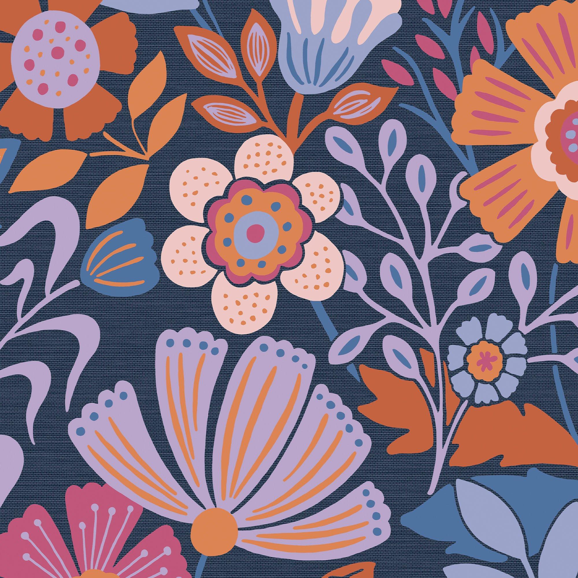 Blue - Envy - Envy Oopsy Daisy Blue Lilac Tangerine Wallpaper - 4