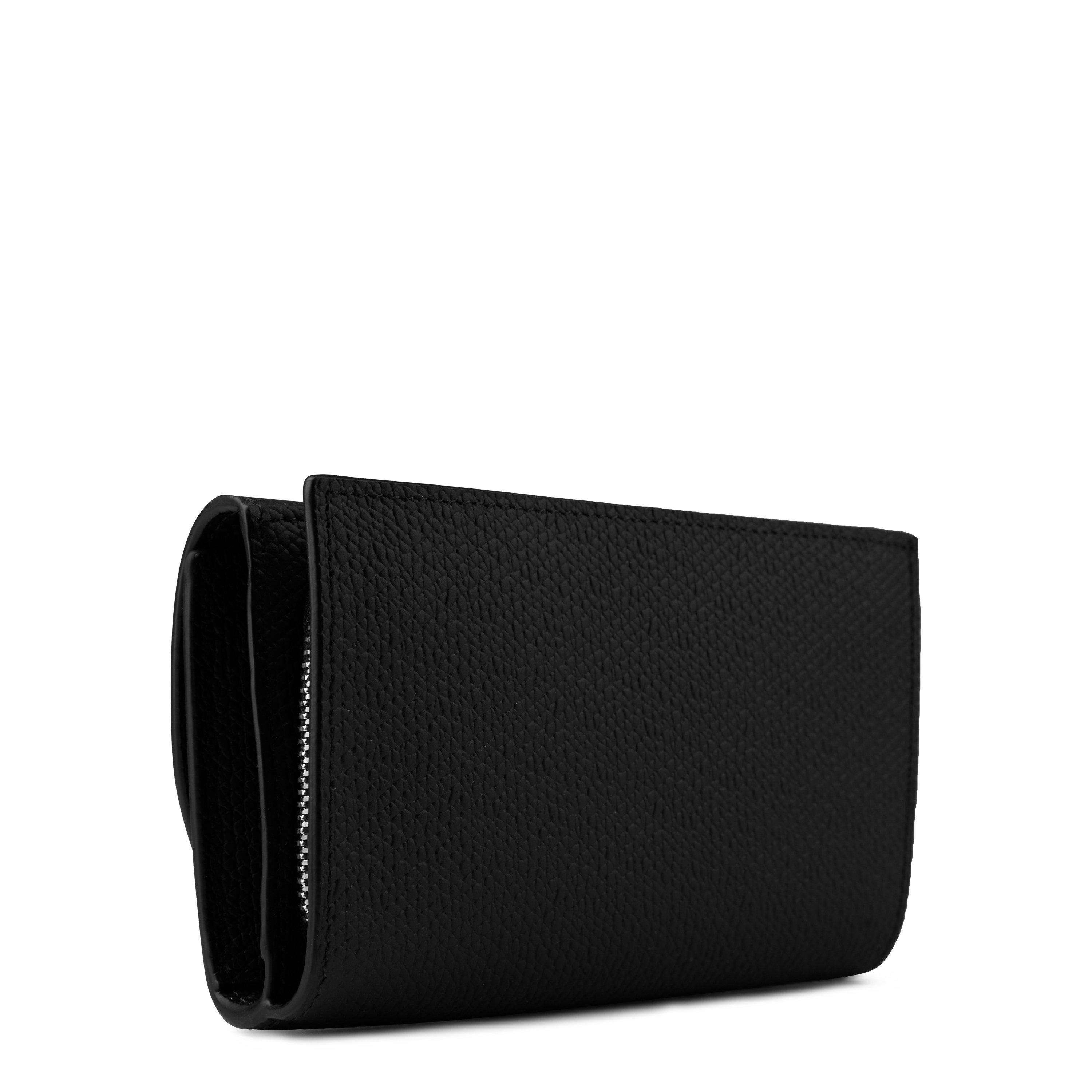 Black 001 - Longchamp - Women's Logo Calfskin Le Roseau Foldover Wallet - 2