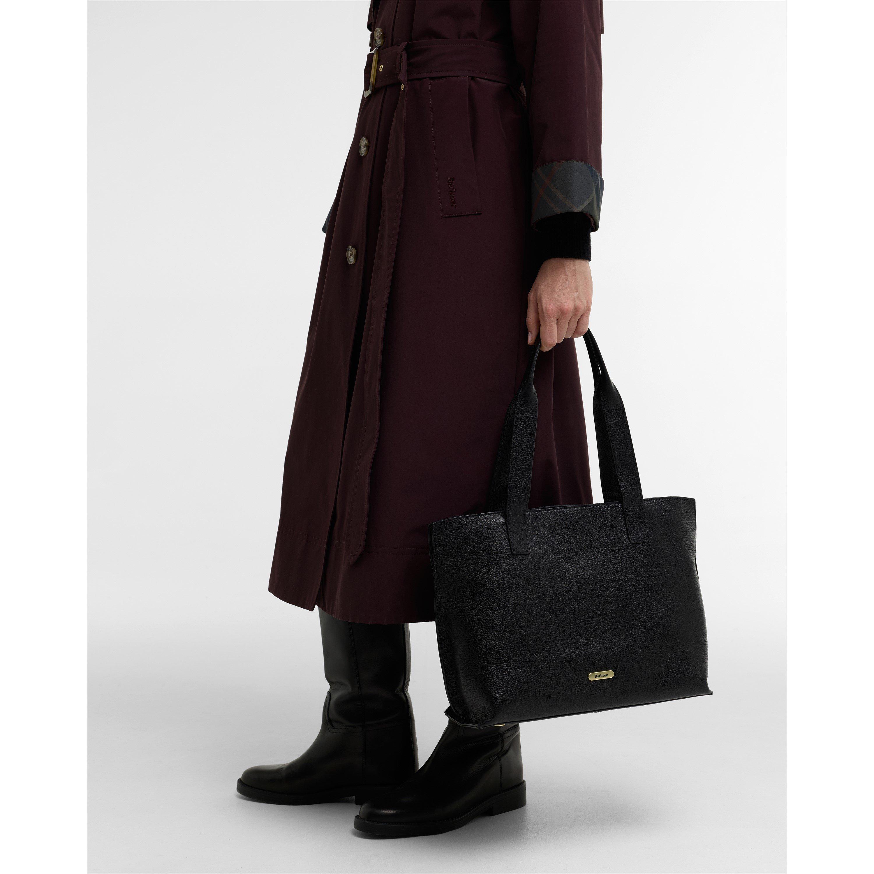 Black - Barbour - Women's Alder Leather Tote Bag - 7
