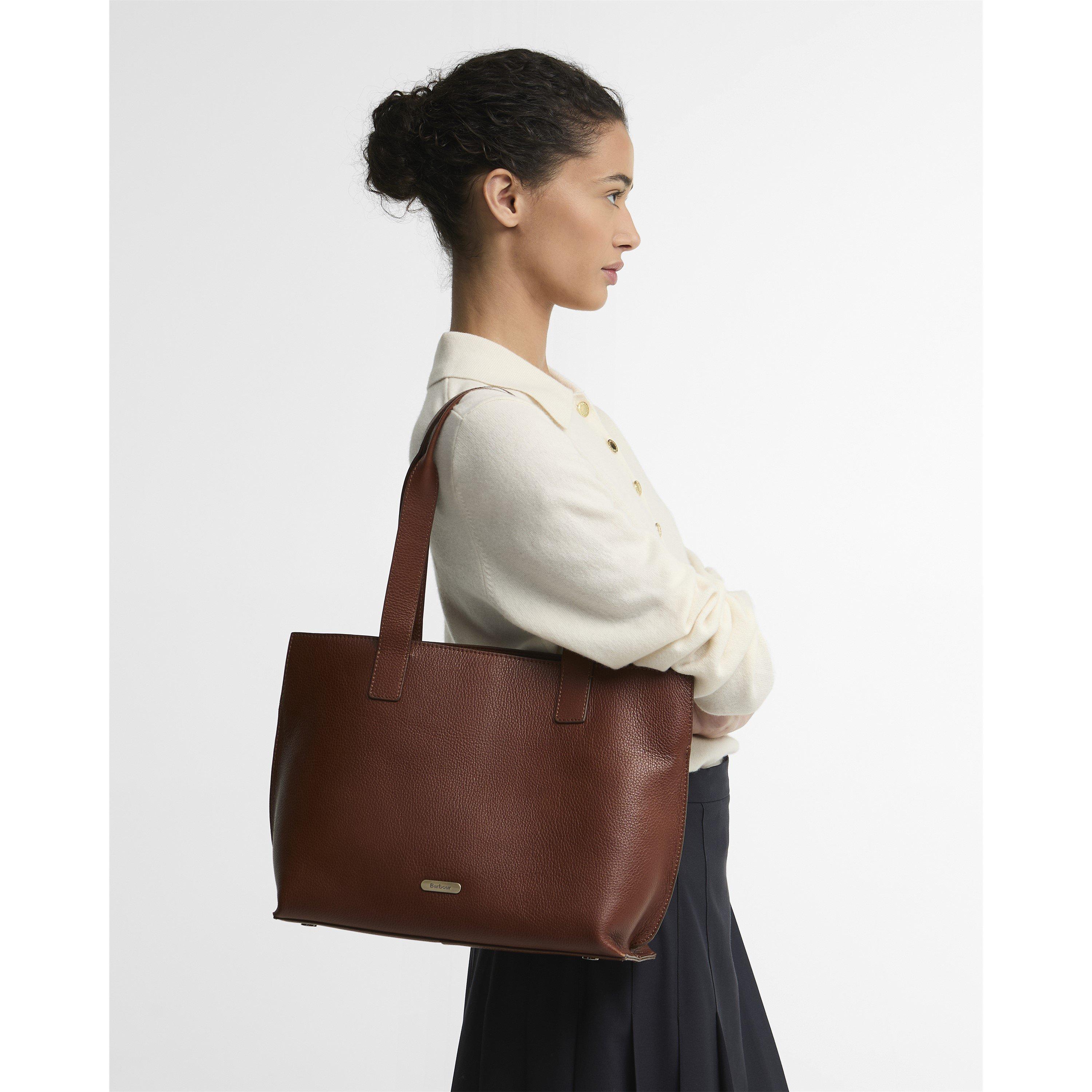 Brown - Barbour - Women's Alder Leather Tote Bag - 4