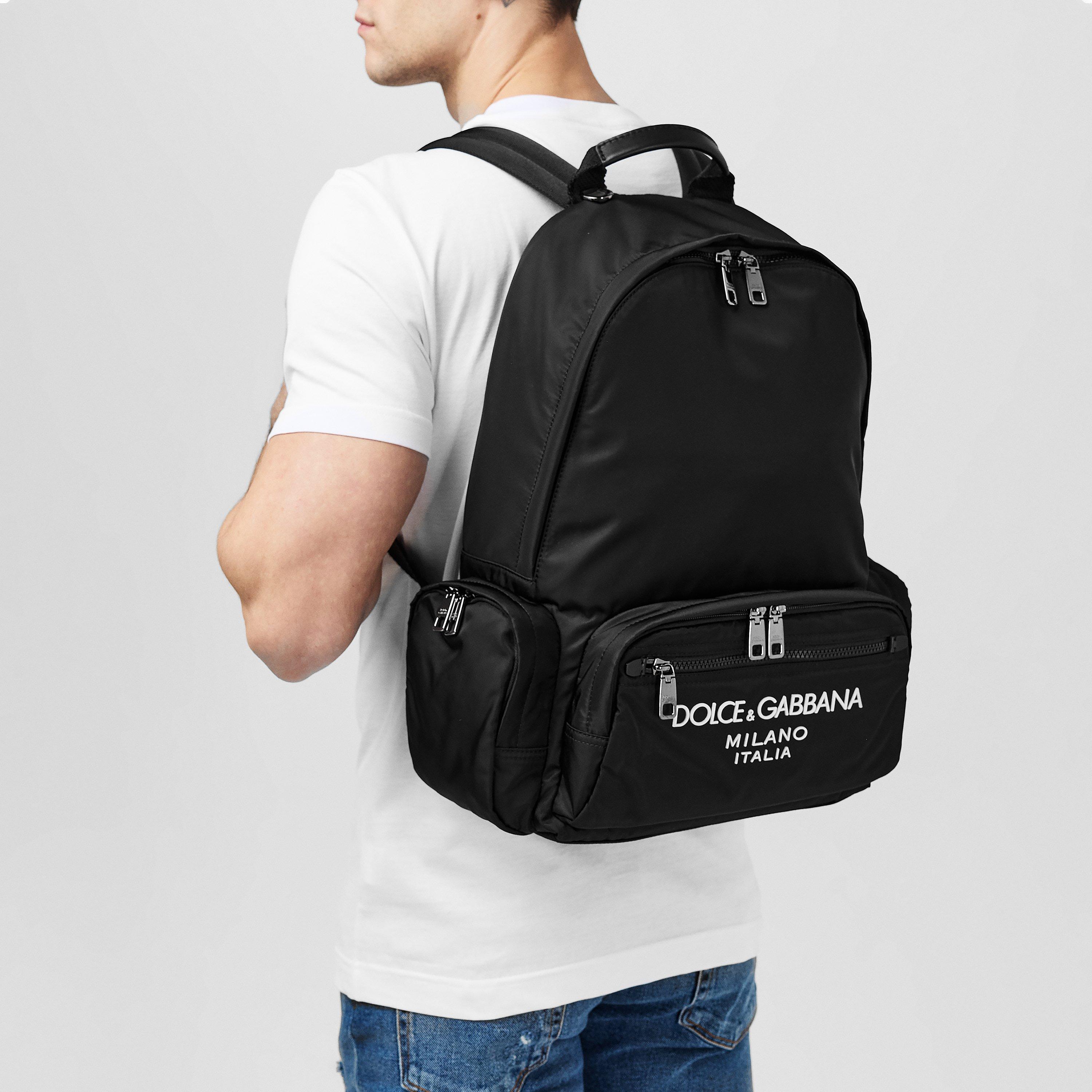 White/Black - Dolce and Gabbana - Men's Nylon Backpack - 2