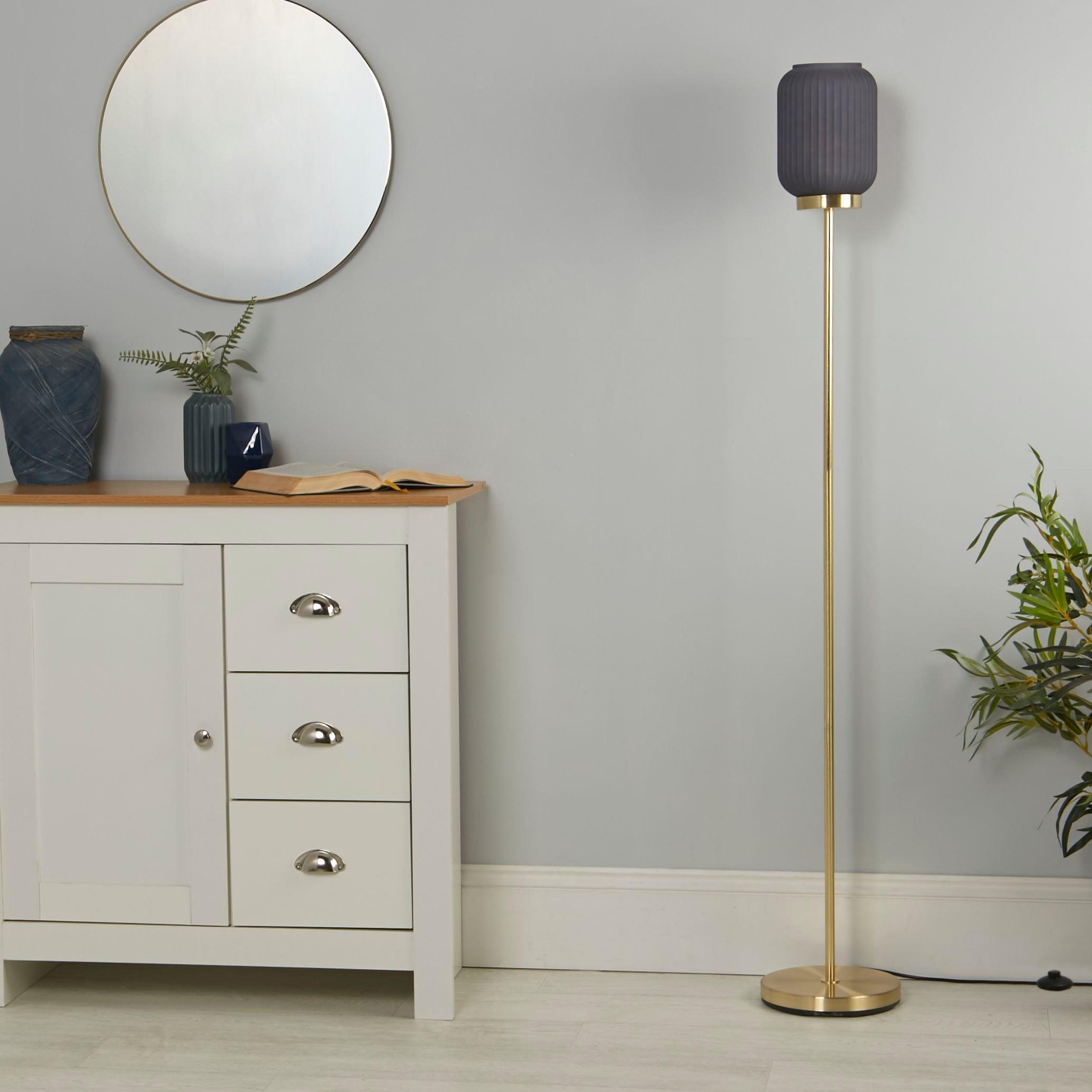 Lighting Collection  Frosted Floor Lamp - Navy And Gold