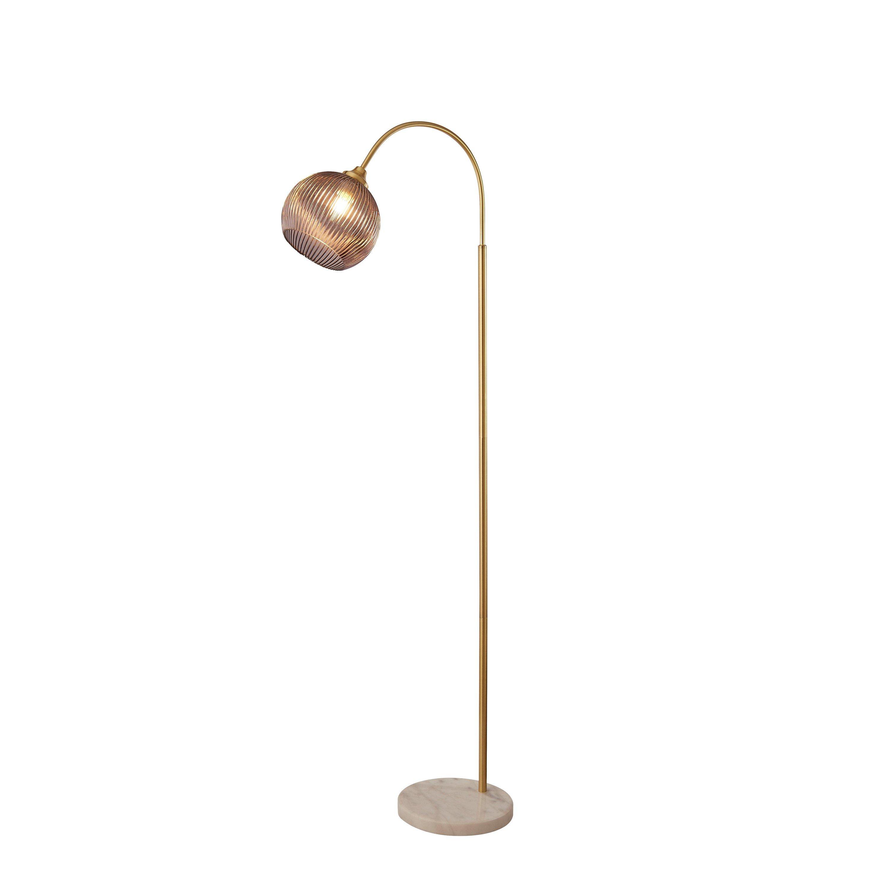 Grey And Gold - Lighting Collection - Ribbed Glass Floor Lamp - 4