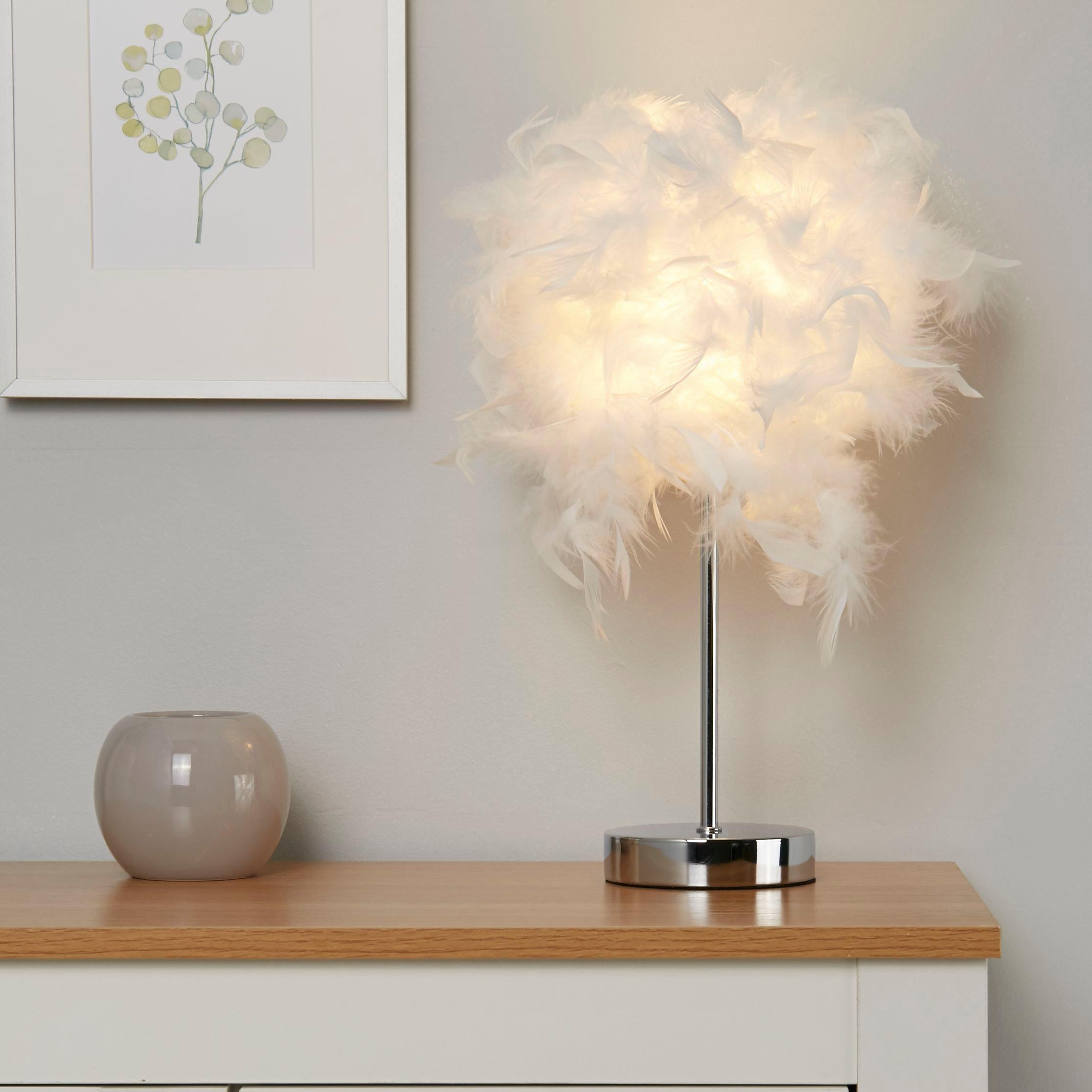 White - Lighting Collection - Feather Table Lamp - 1