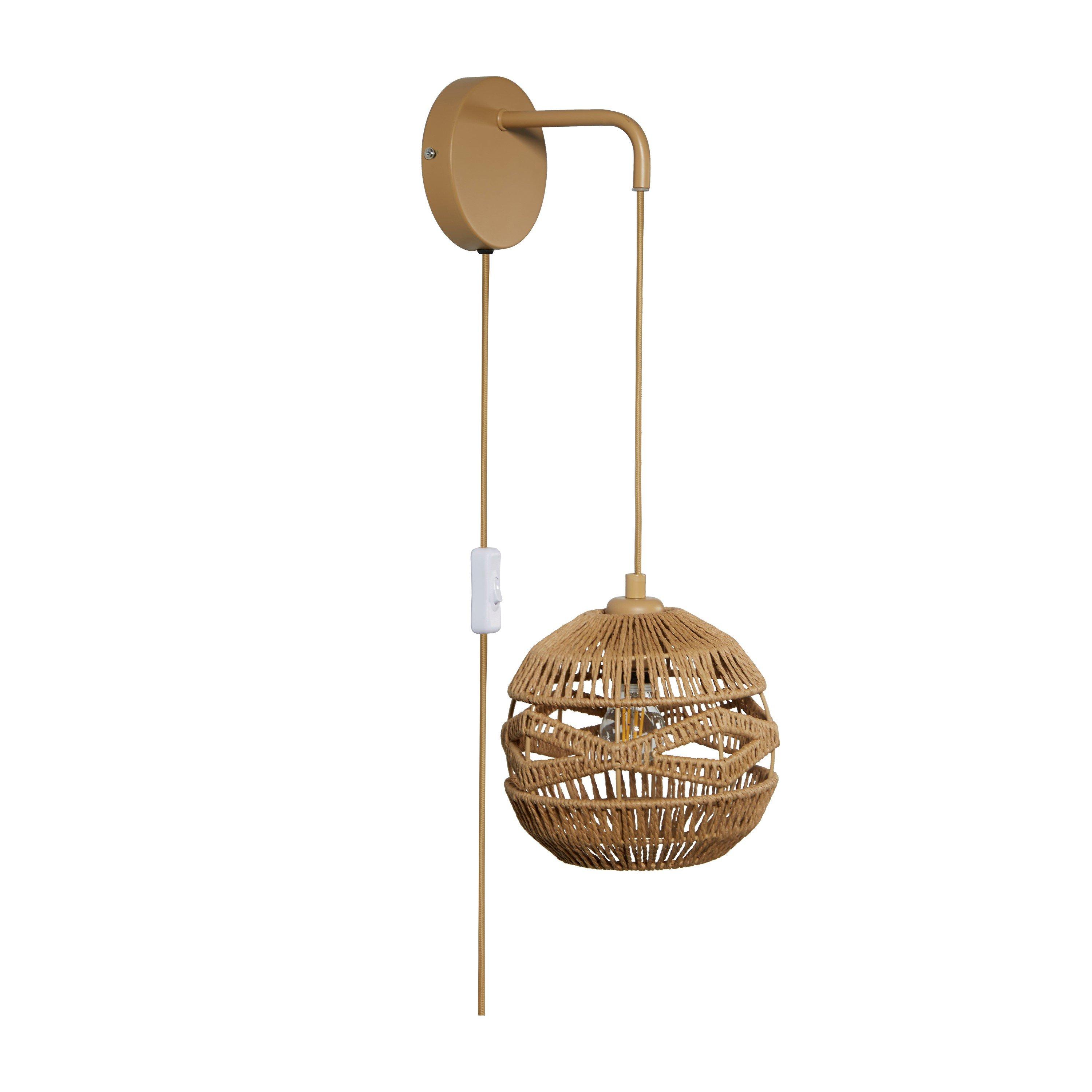 Natural - Lighting Collection - Woven Plug In Wall Light - 3