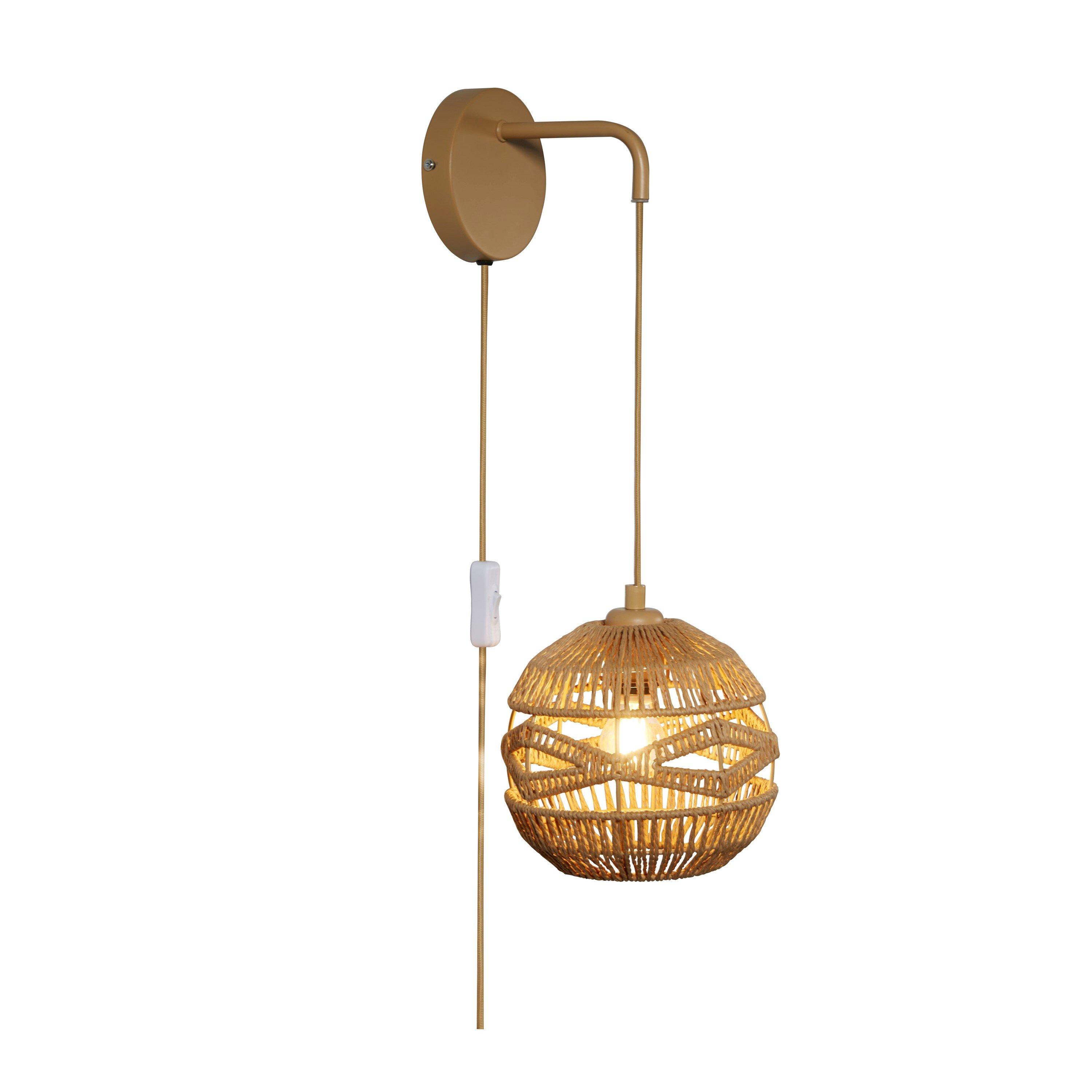 Natural - Lighting Collection - Woven Plug In Wall Light - 4