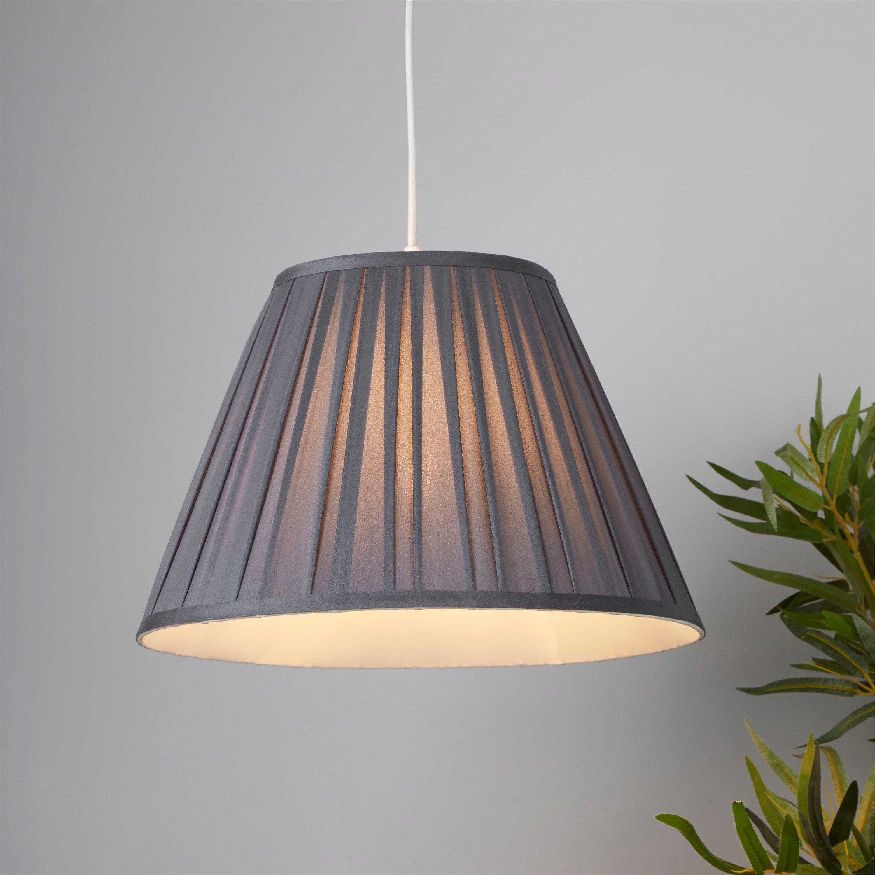 Lighting Collection  Taper Pleat Silk Shade - Charcoal - 40cm