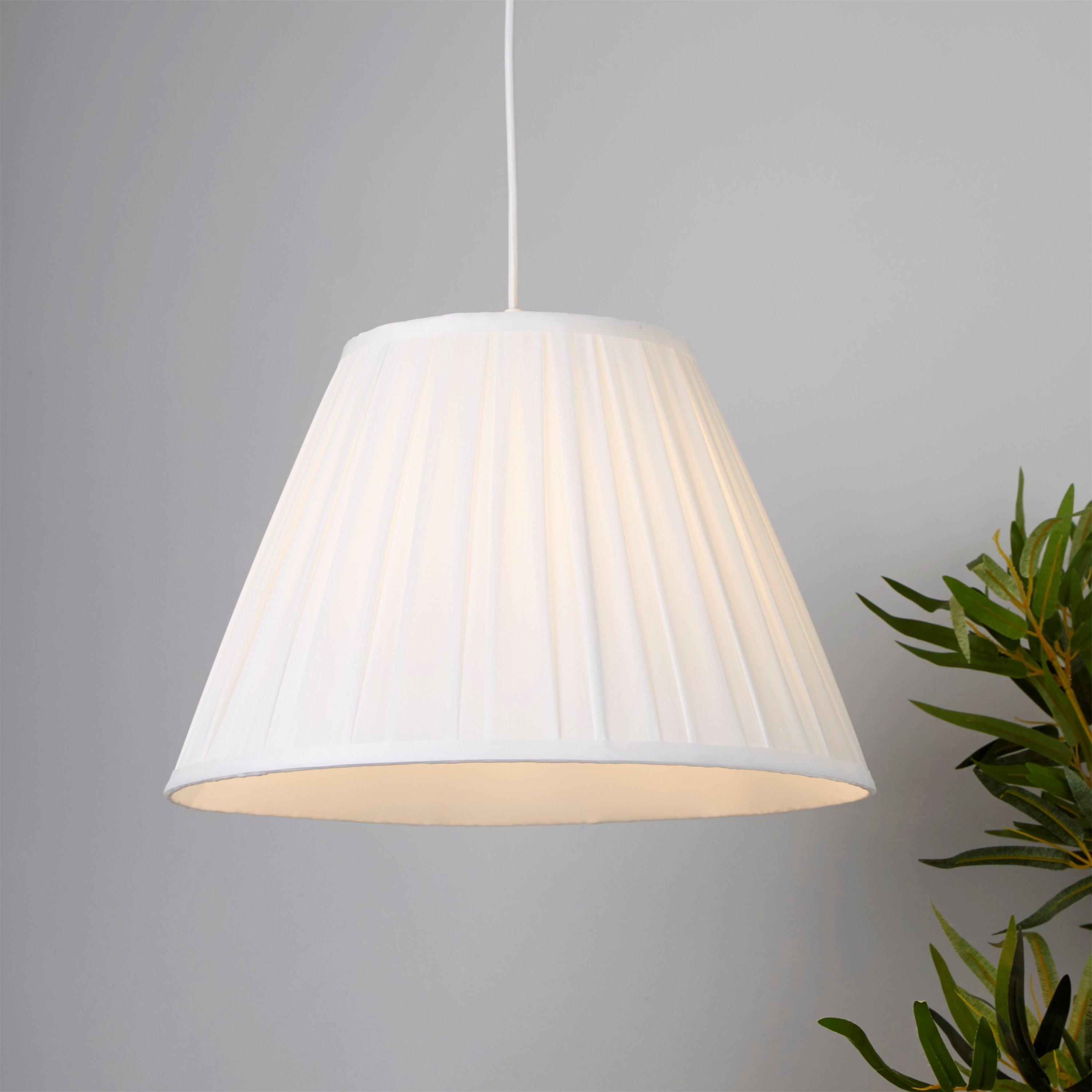 Lighting Collection  Taper Pleat Silk Shade - White - 40cm