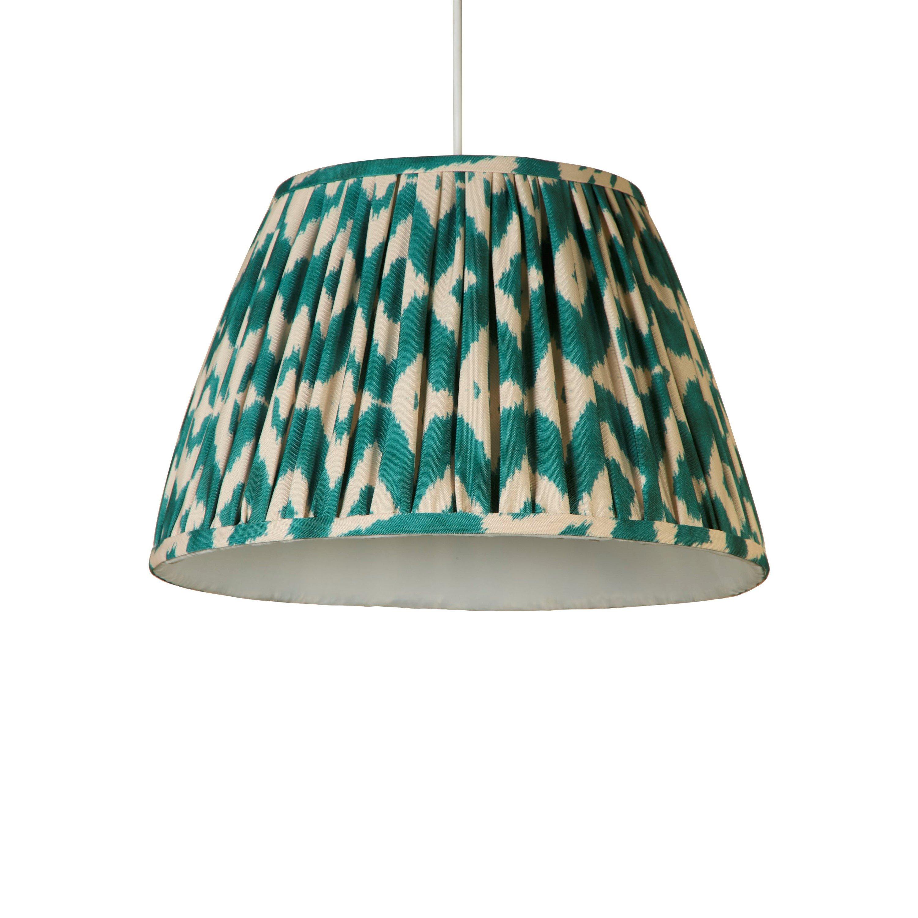 Green - Lighting Collection - Ikat Pattern Gathered Pleat Shade - 2