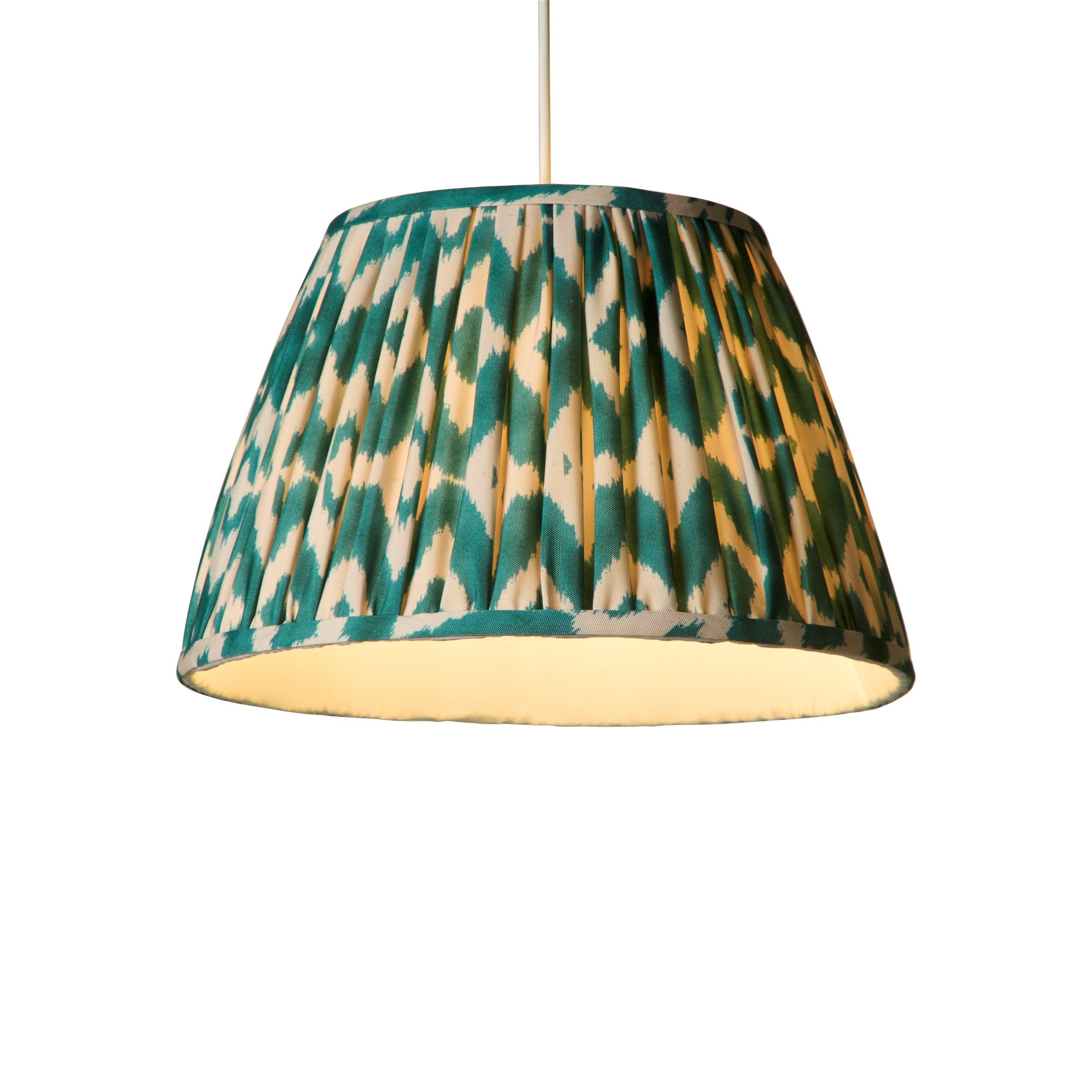Green - Lighting Collection - Ikat Pattern Gathered Pleat Shade - 3