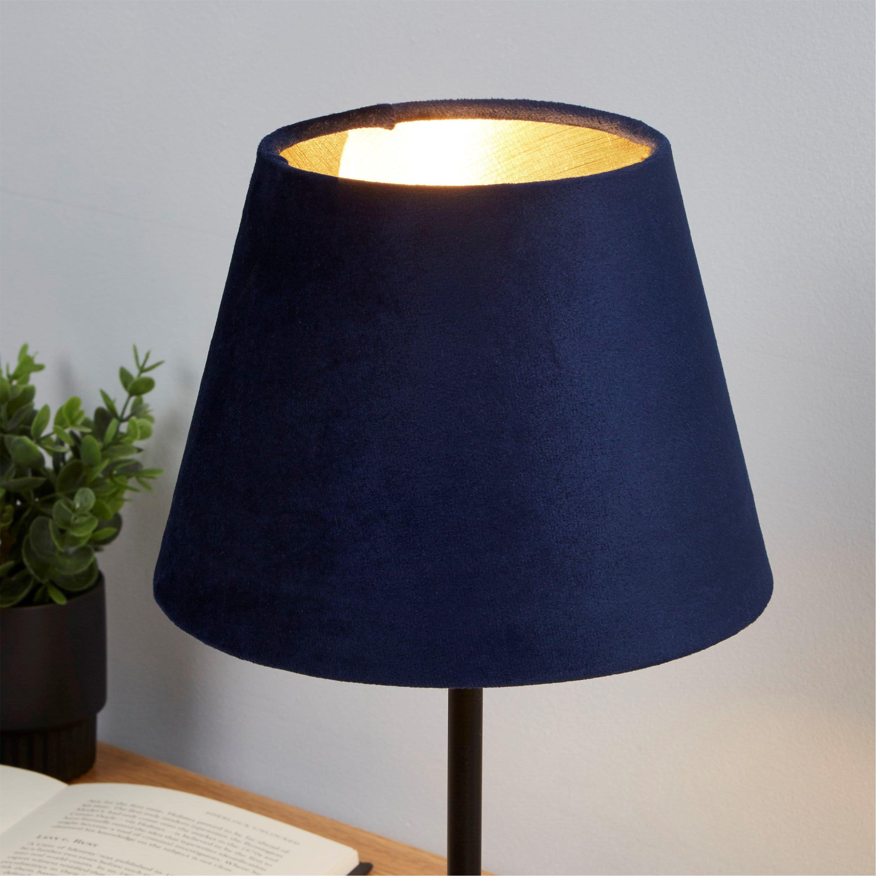 Navy - Lighting Collection - Velvet Drum Shade - 1