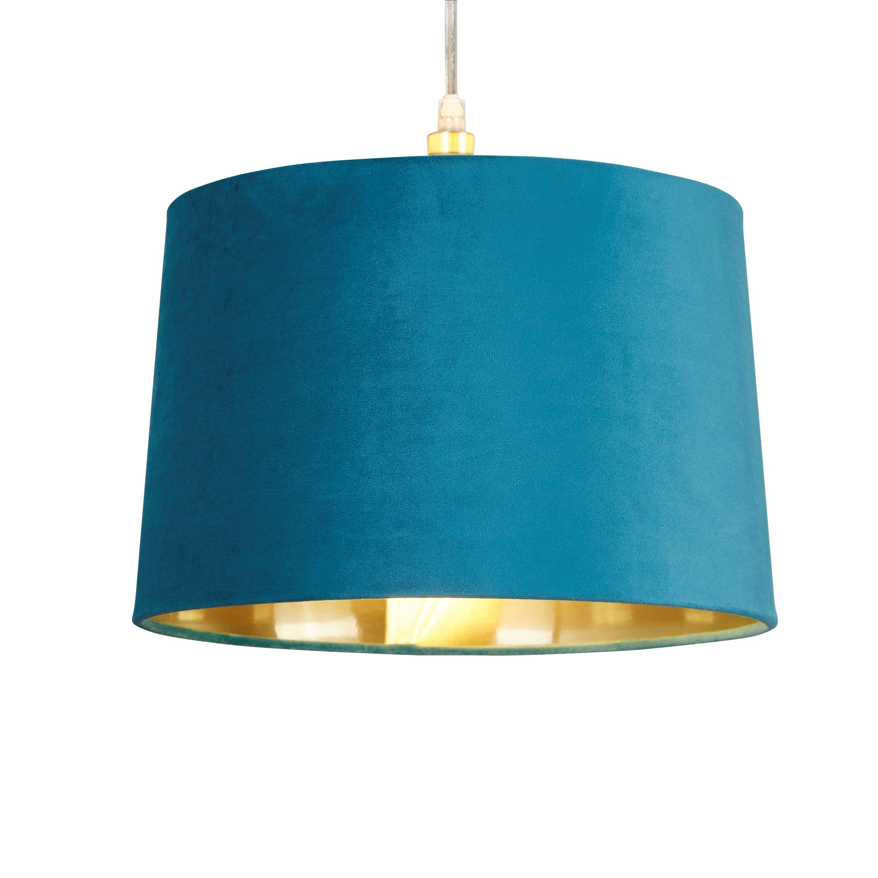 Teal - Lighting Collection - Velvet Drum Shade - 4