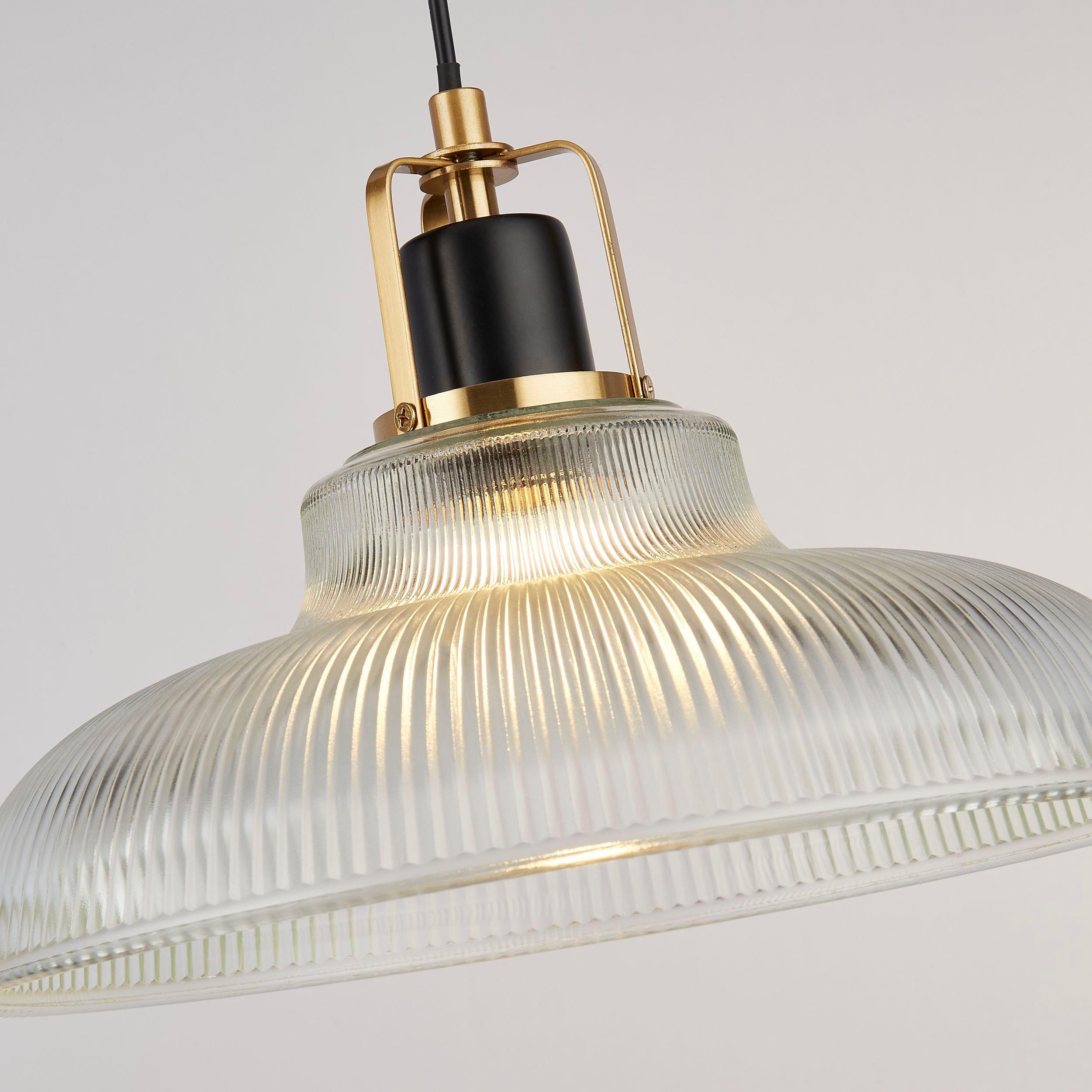 Clear - Lighting Collection - Ribbed Glass Pendant Ceiling Light - 2