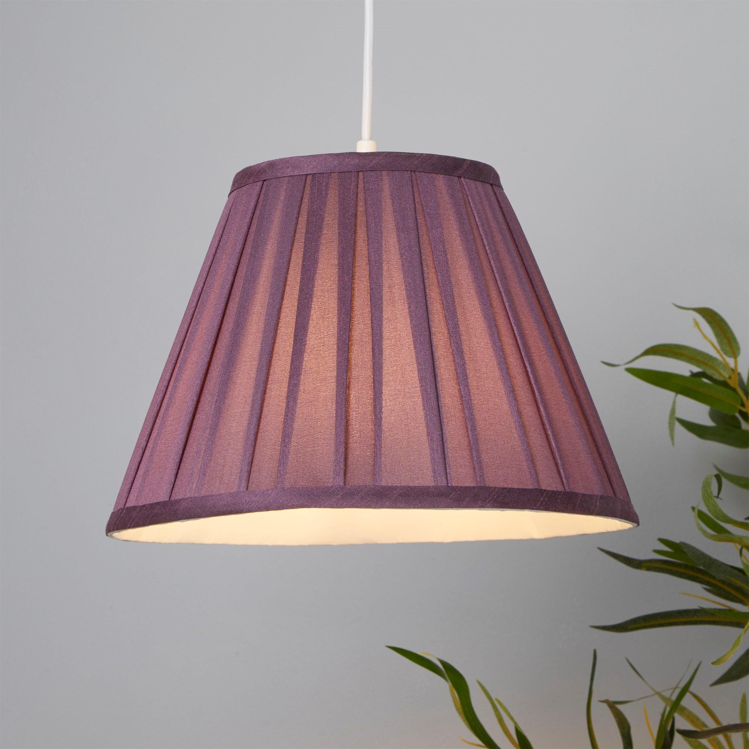 Lighting Collection  Taper Pleat Silk Shade - Plum - 30cm