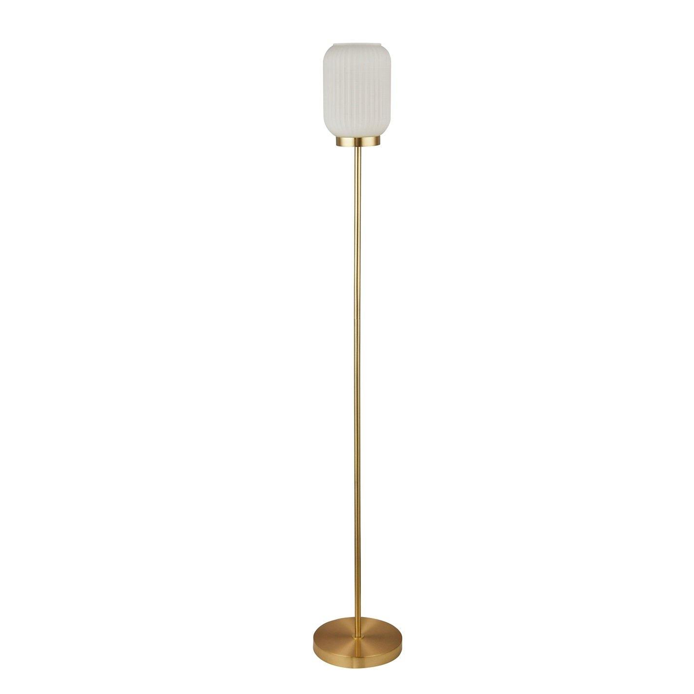 Lighting Collection  Frosted Glass Floor Lamp - White And Gold