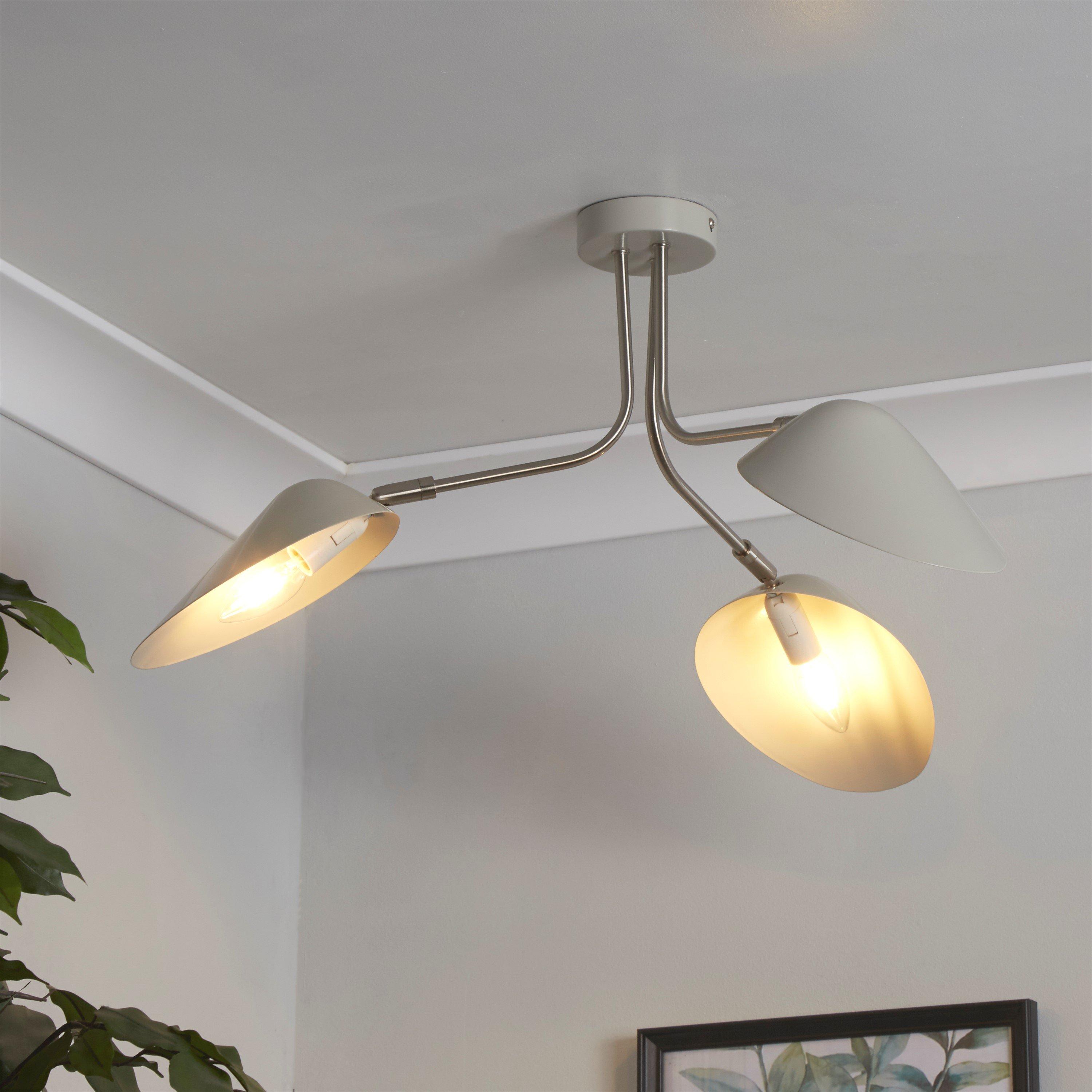 Lighting Collection Metal Shade 3 Light Semi Flush