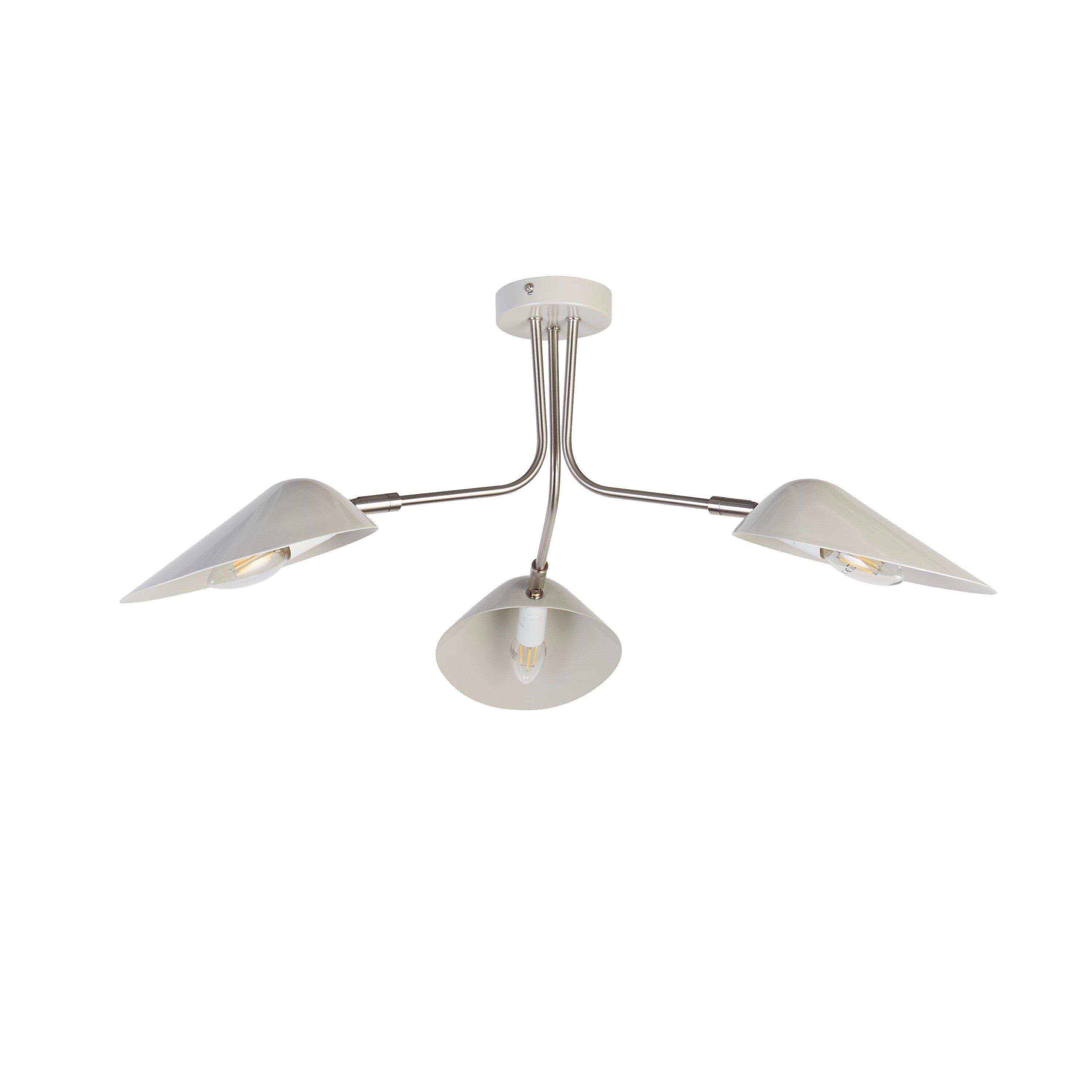 Grey - Lighting Collection - Metal Shade 3 Light Semi Flush - 3