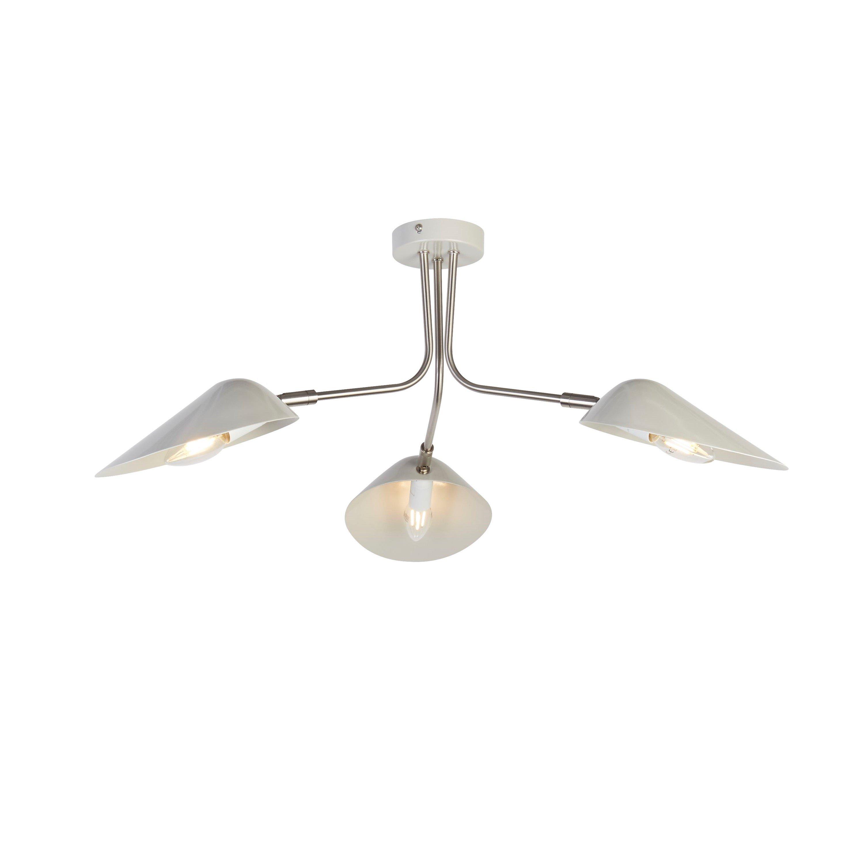 Grey - Lighting Collection - Metal Shade 3 Light Semi Flush - 4