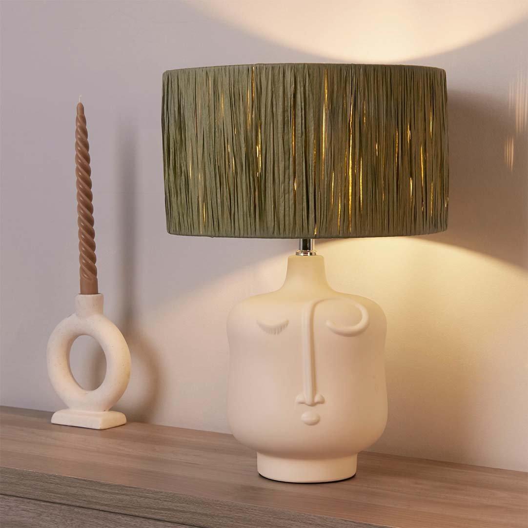 Green And Cream - Lighting Collection - Face Table Lamp - 1