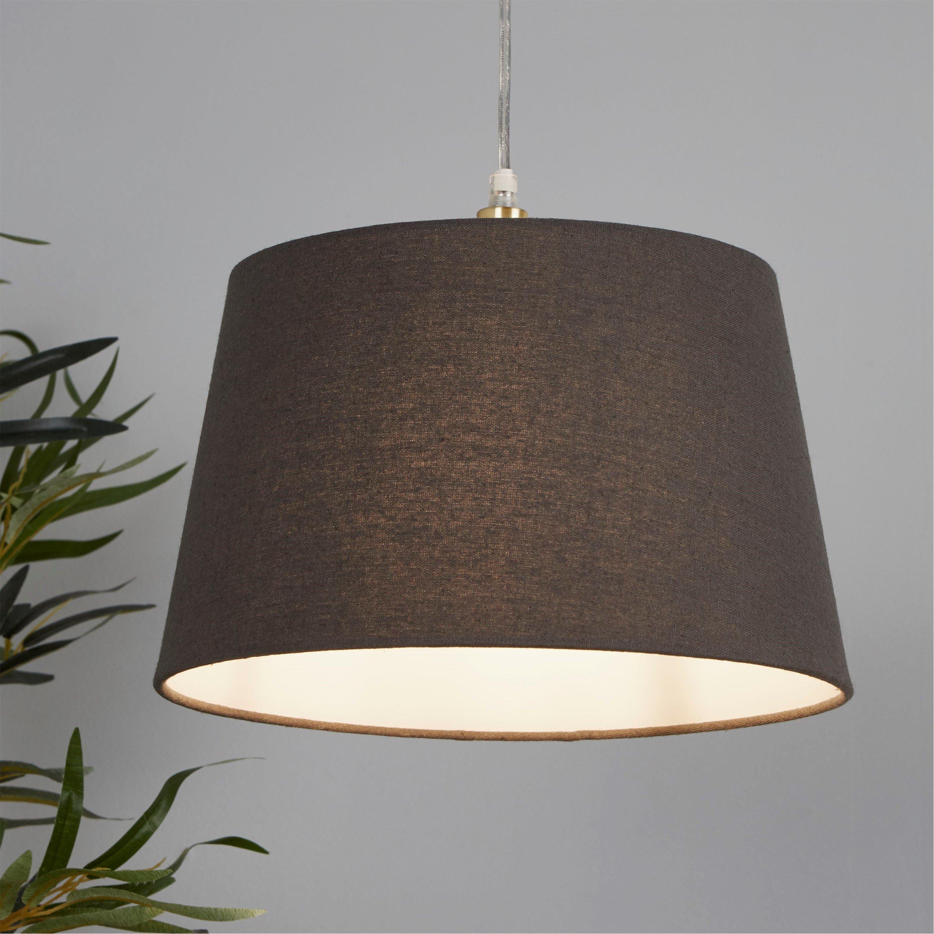 Lighting Collection  Linen Tapered Shade - Charcoal - 30cm