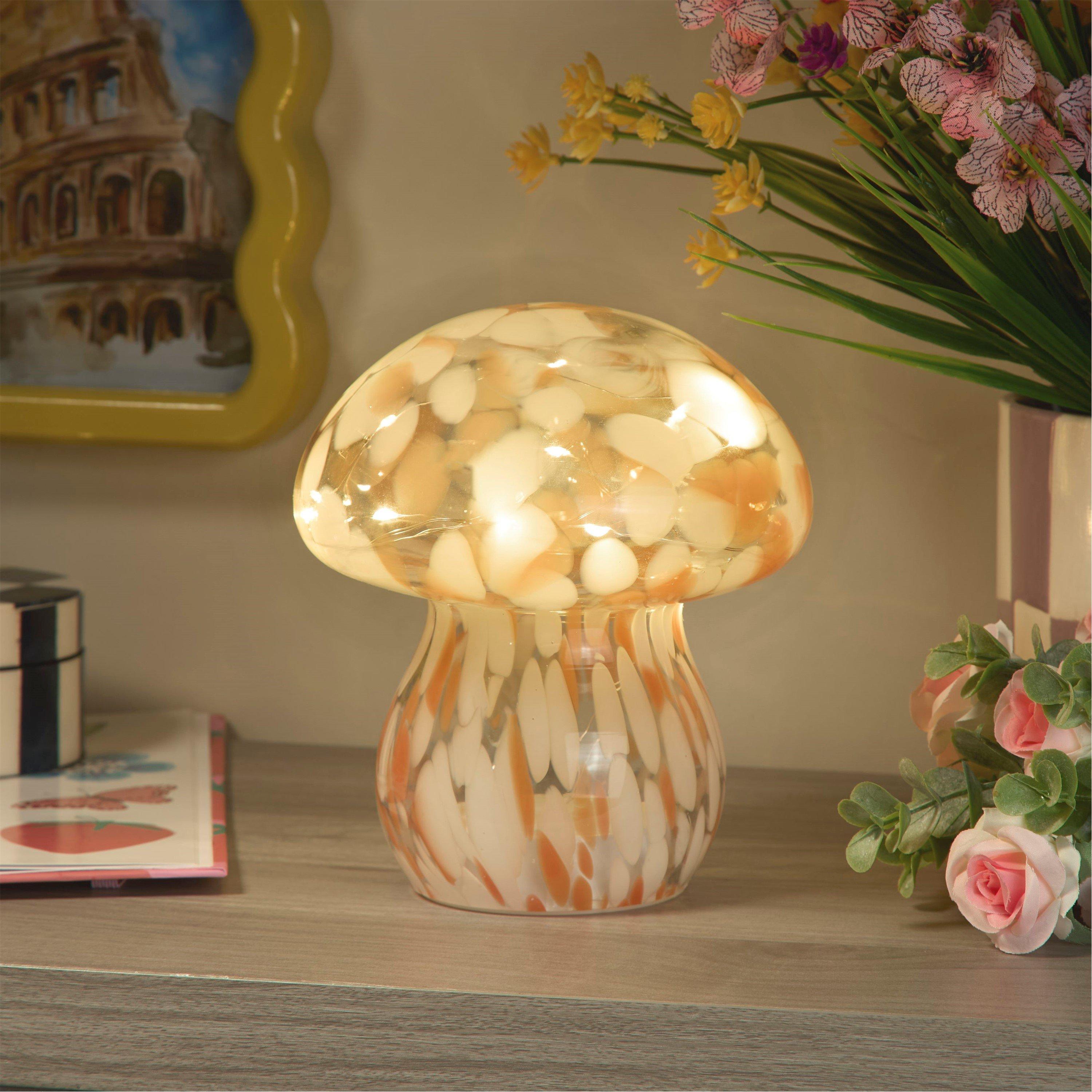 Orange - Lighting Collection - Confetti Glass Mushroom Lamp - 1