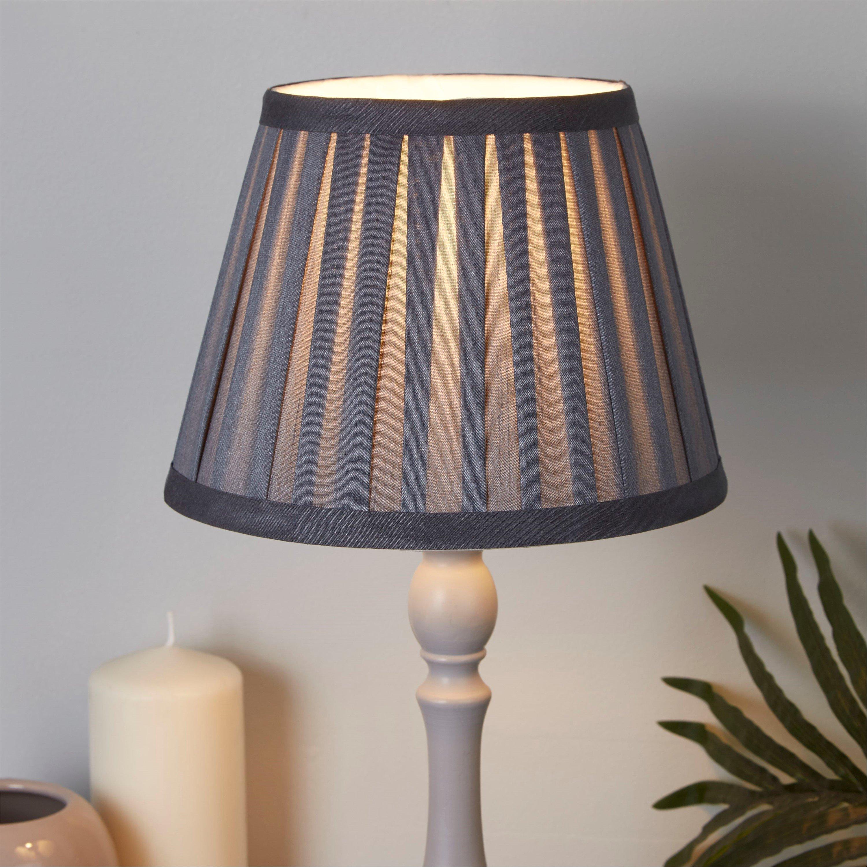 Lighting Collection  Taper Pleat Silk Shade - Charcoal - 20cm