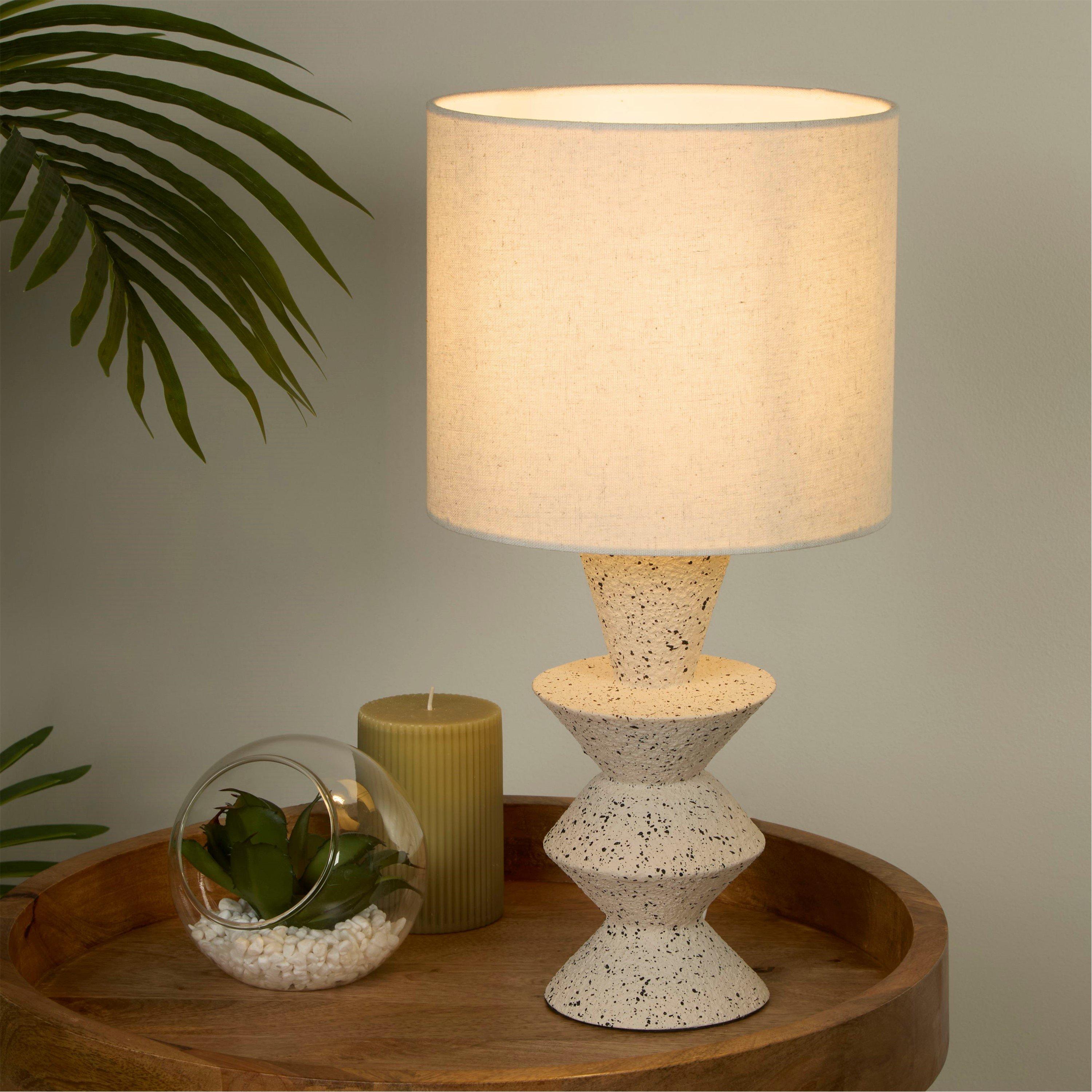 Cream - Lighting Collection - Shaped Stoneware Table Lamp - 1
