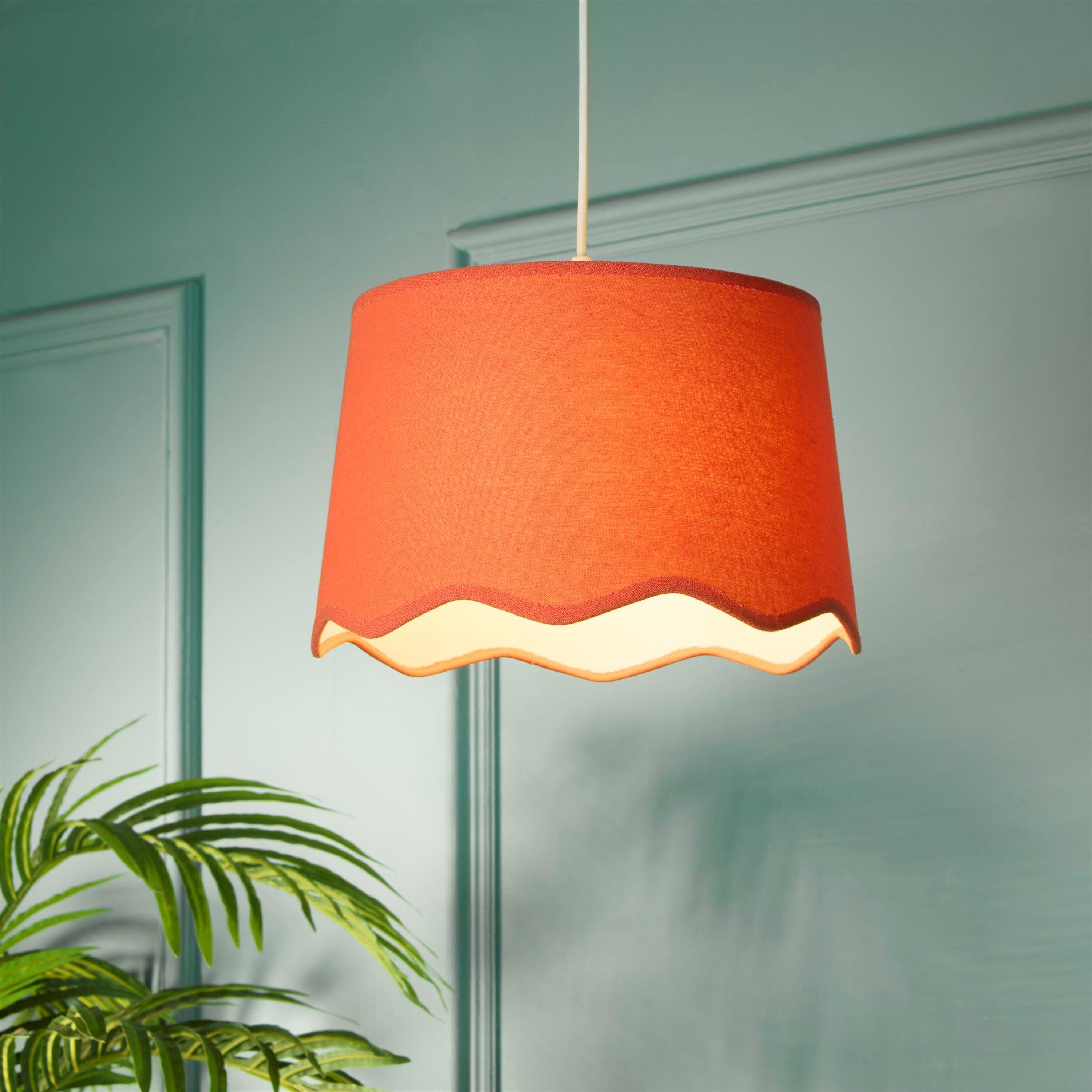 Lighting Collection  Linen Scallop Edge Shade - Coral