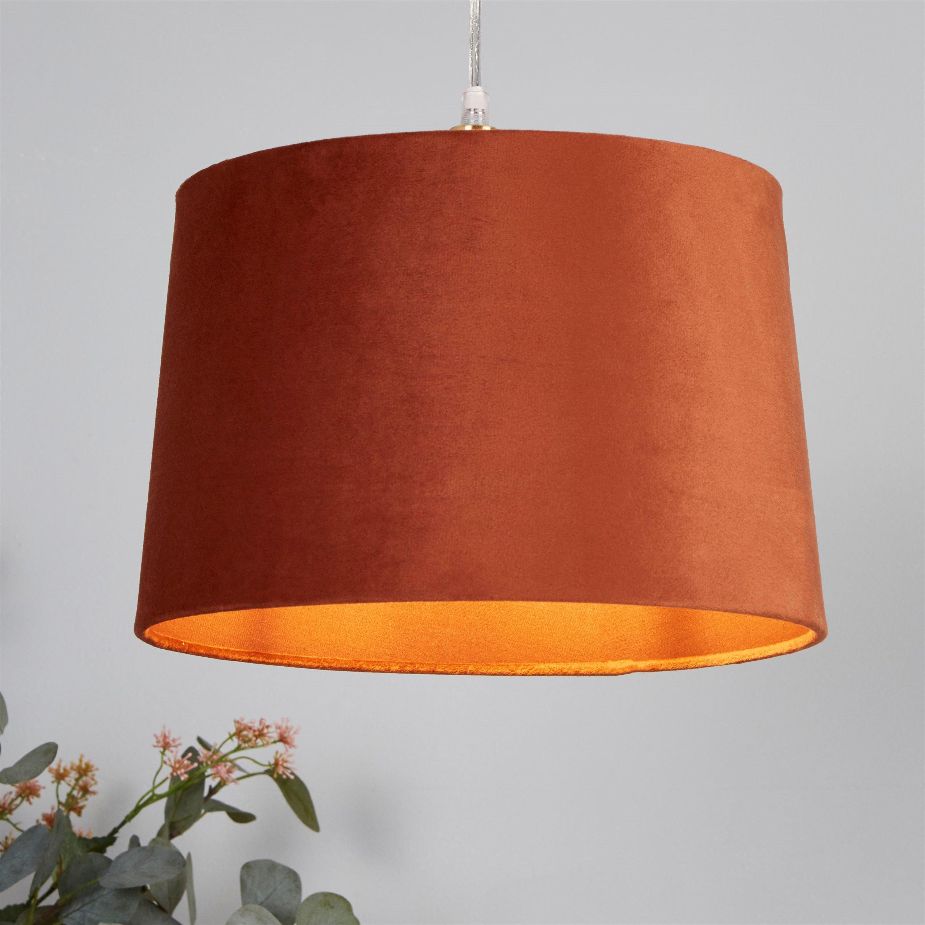 Lighting Collection  Velvet Drum Shade - Orange - 30cm