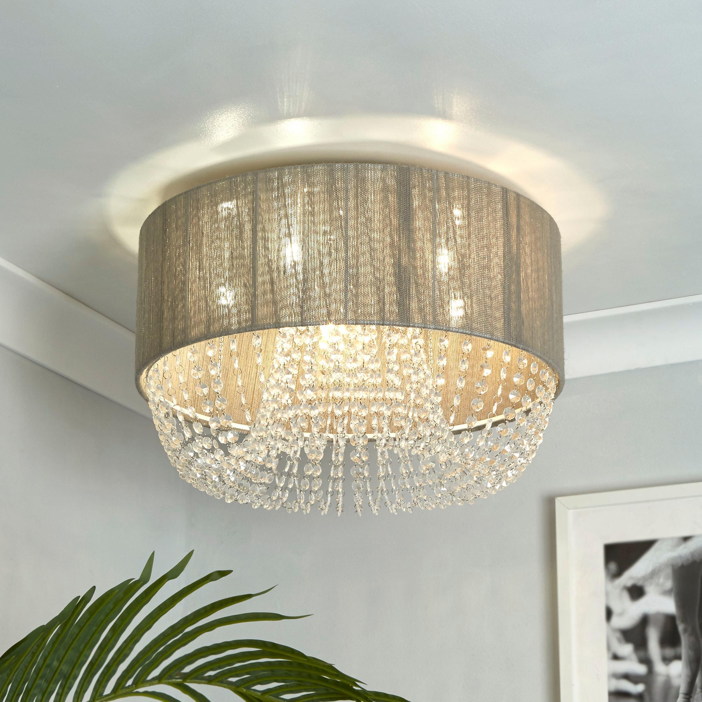 Lighting Collection  Shade Droplet 5 Light Ceiling - Grey