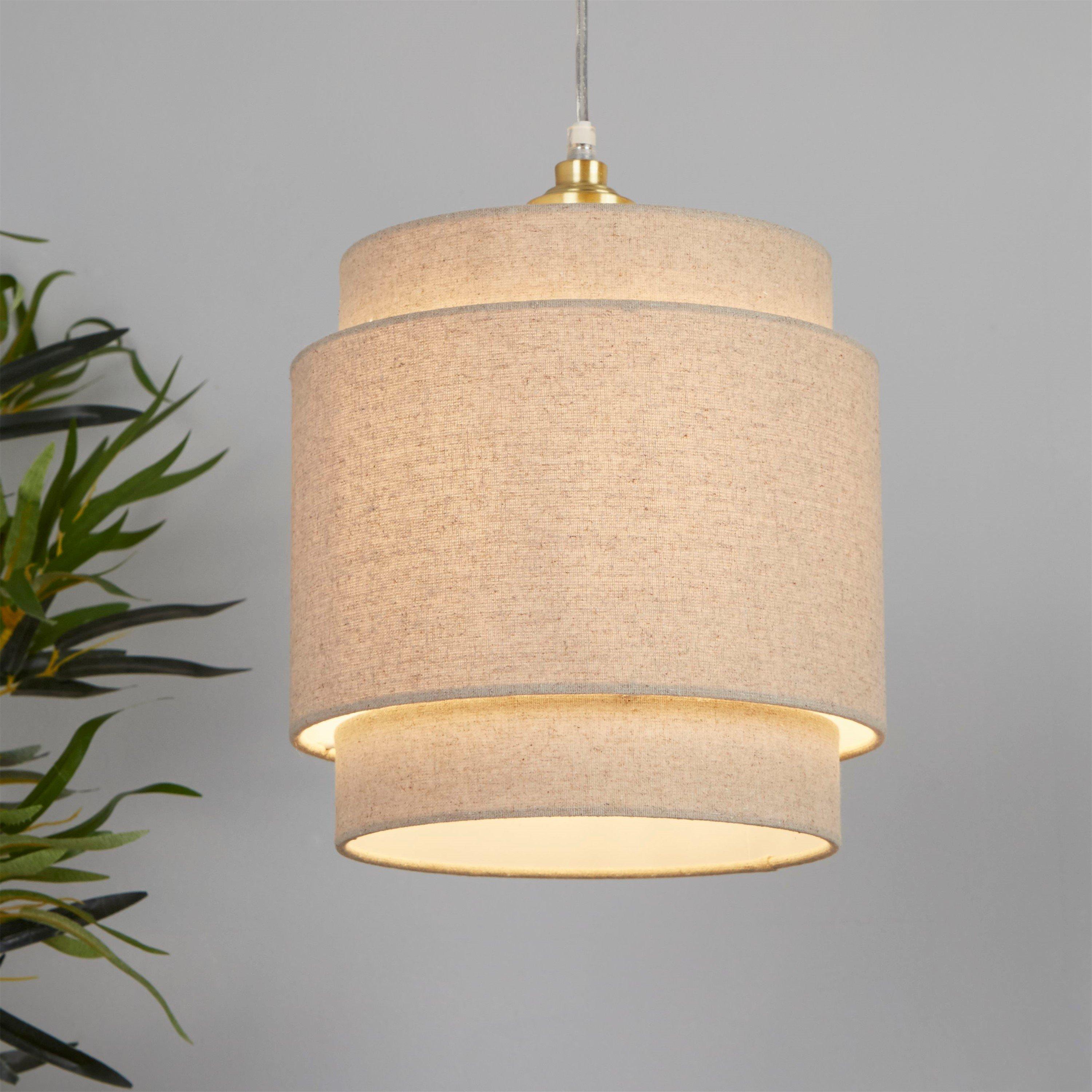 Lighting Collection  Linen Tiered Shade - Natural - 25cm