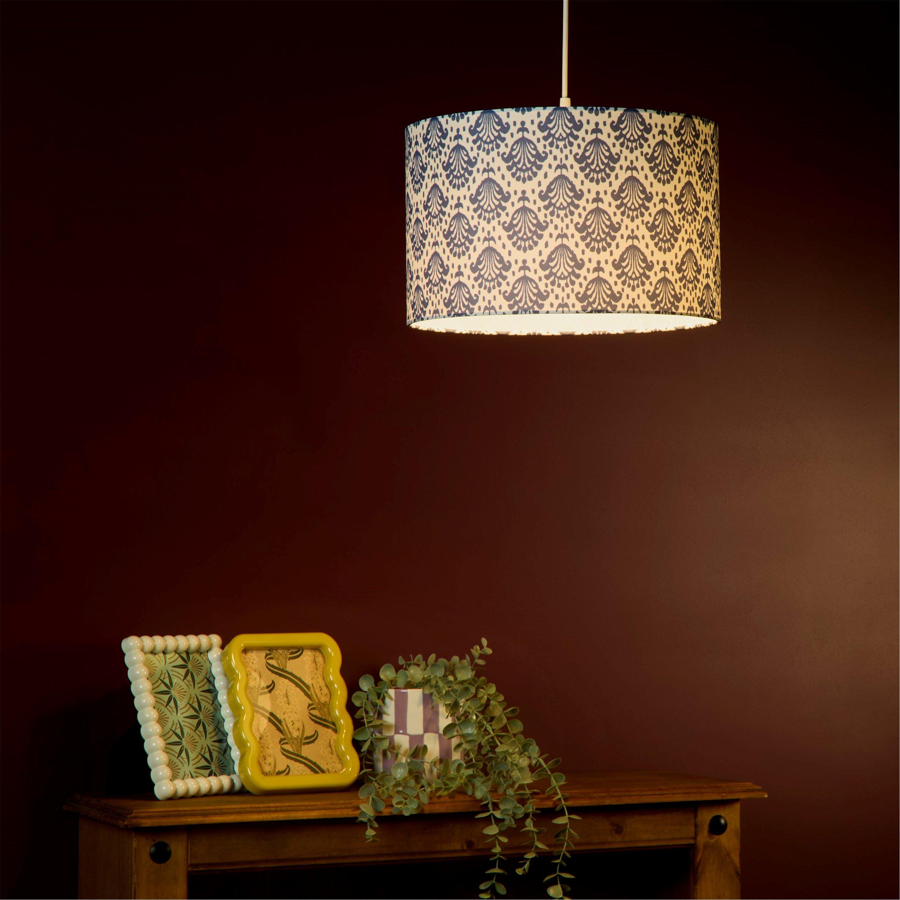 Blue - Lighting Collection - Damask Print Shade - 1