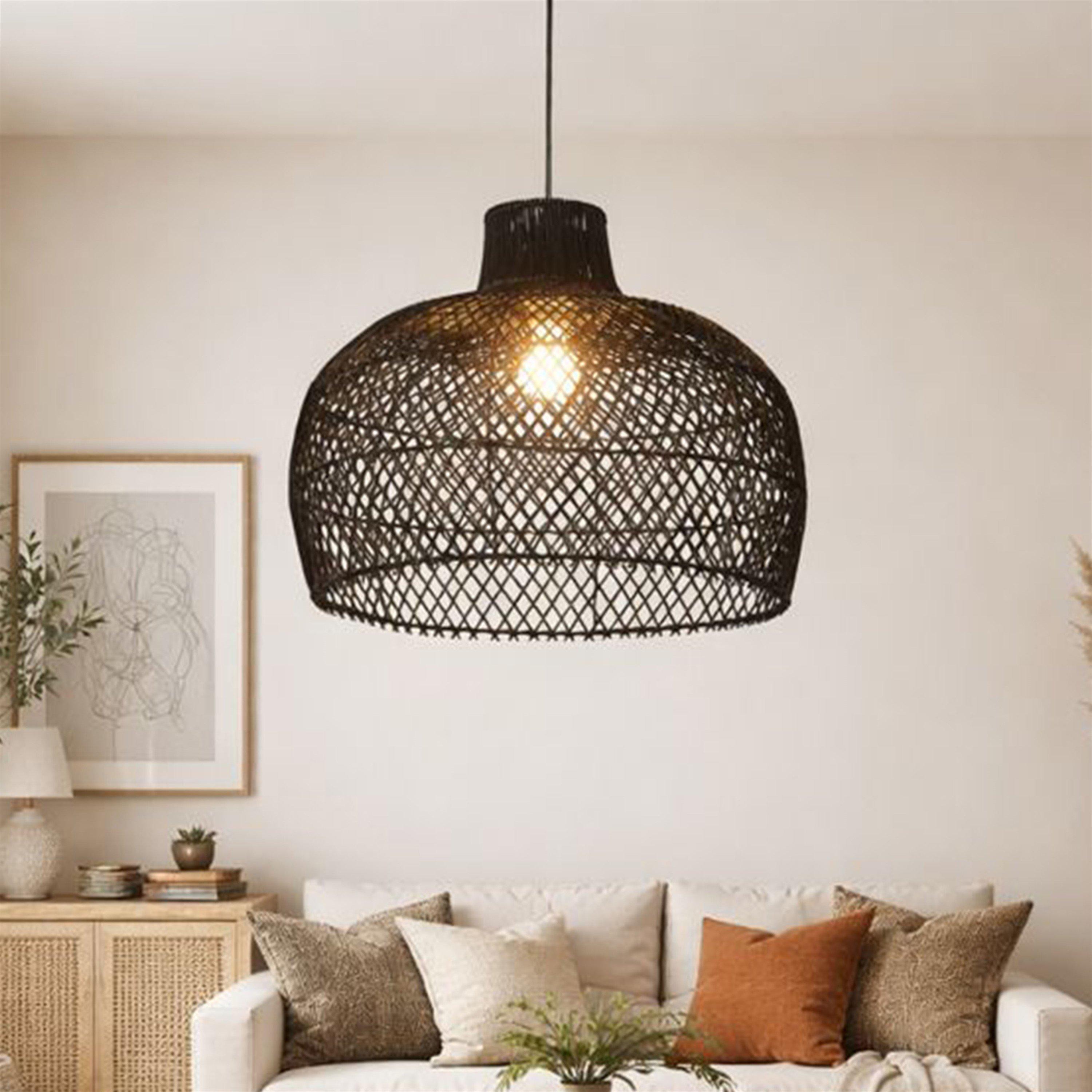 Black - Lighting Collection - Rattan Bell Easy Fit - 1