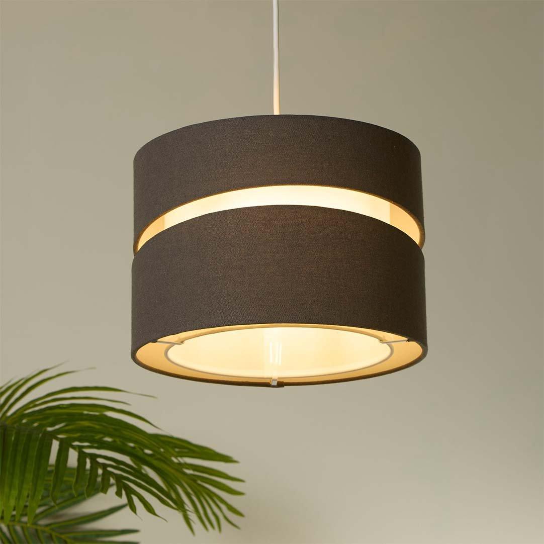 Lighting Collection  Linen Shade Two Tier - Grey - 28cm