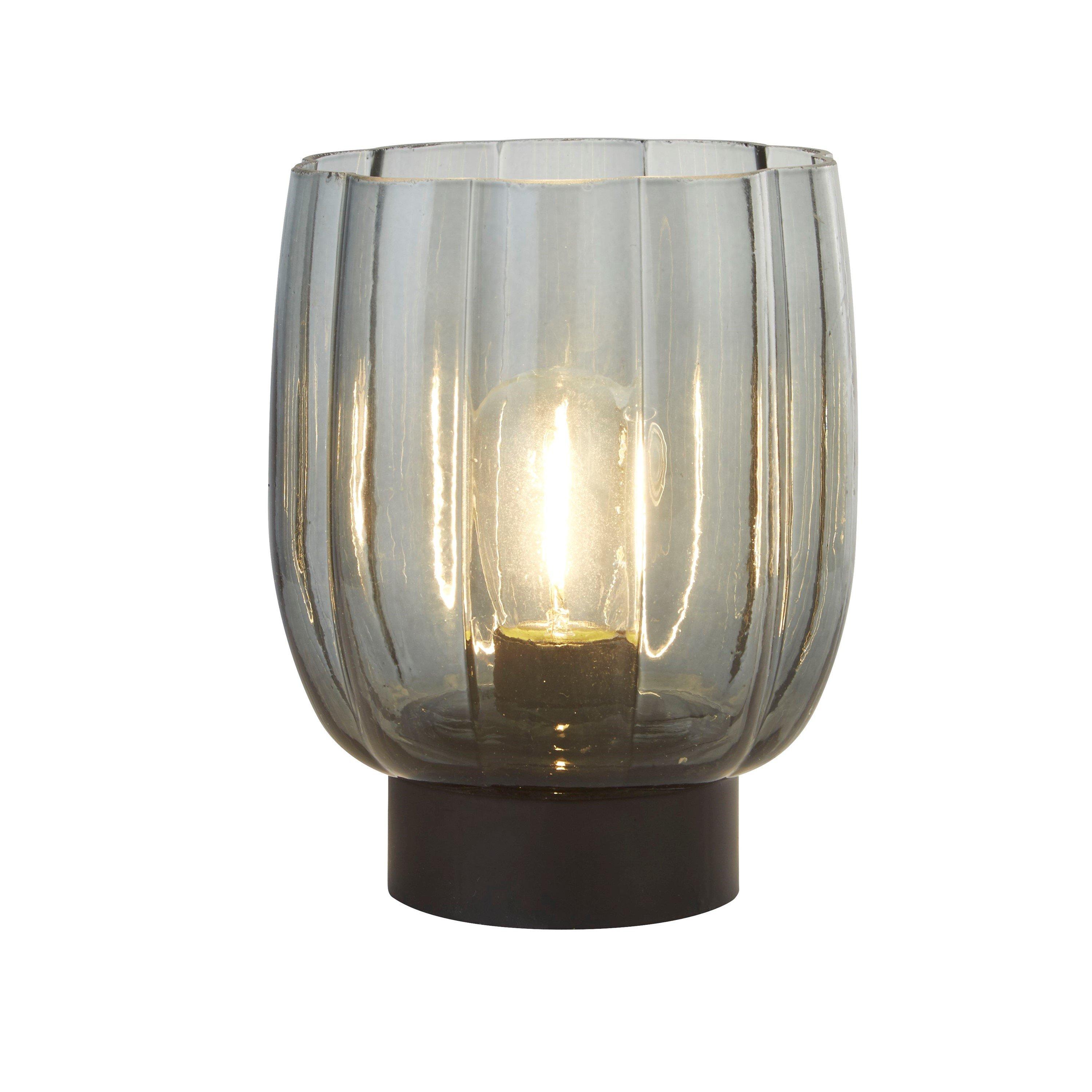 Grey - Lighting Collection - Smoke Glass LED Table Lamp - 4