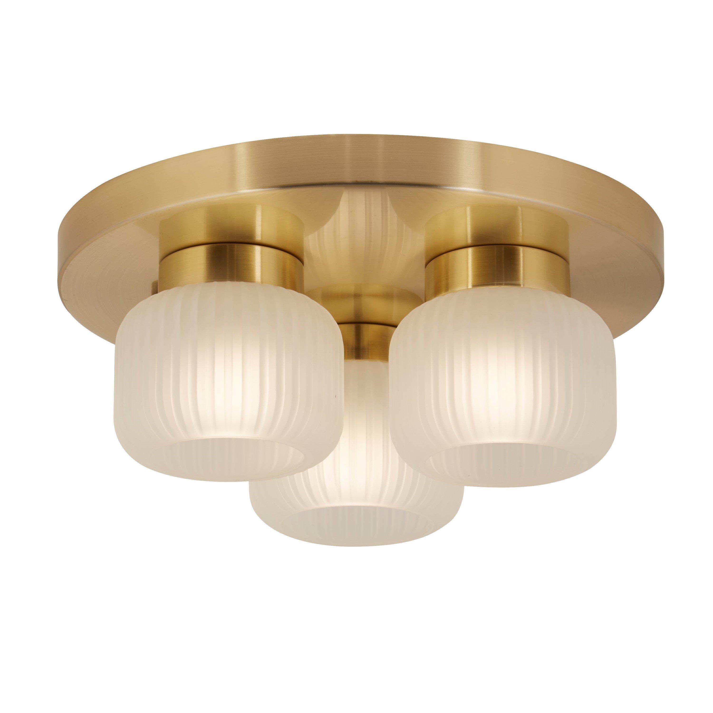 White And Gold - Lighting Collection - Frosted Glass 3 Light Pendant - 4
