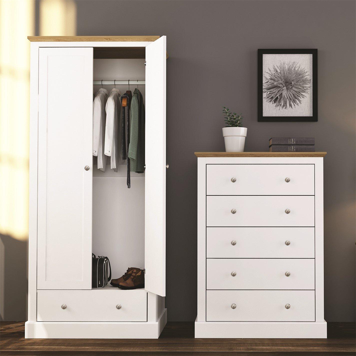 Lpd  Devon 2 Door Wardrobe - White - 2 Door