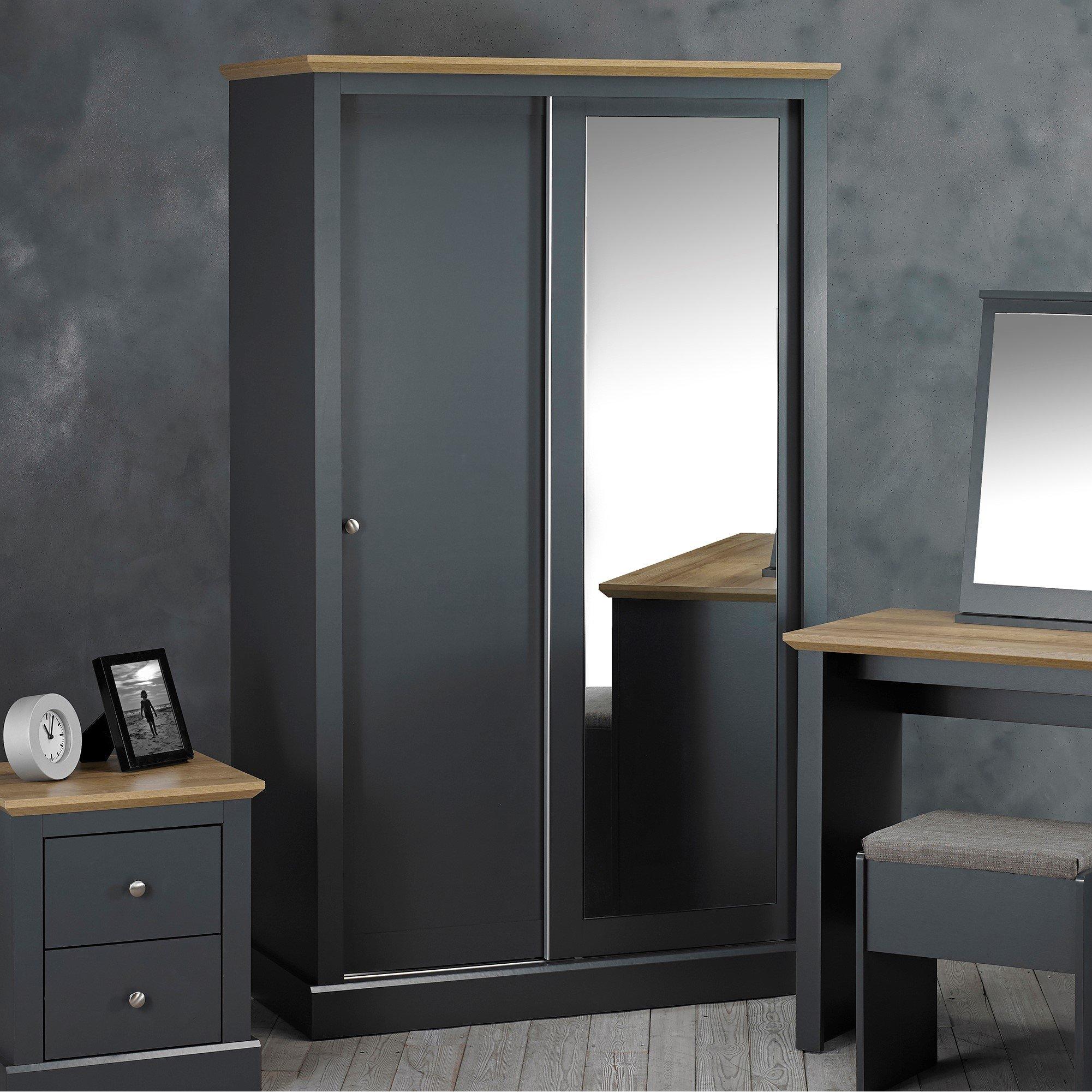 Charcoal - LPD - Devon 2 Door Sliding Wardrobe - 2