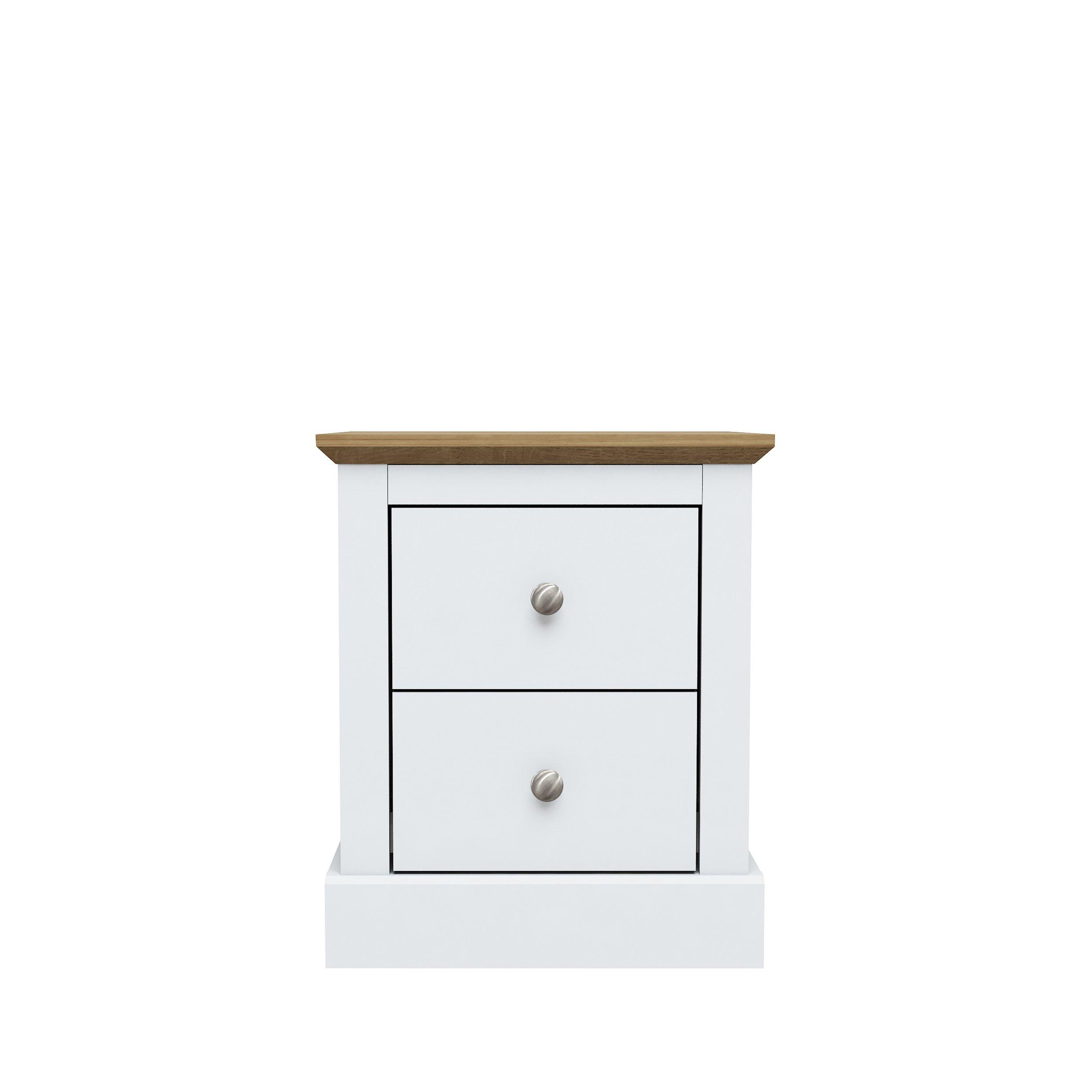 White - LPD - Devon 2 Drawer Bedside Cabinet - 2