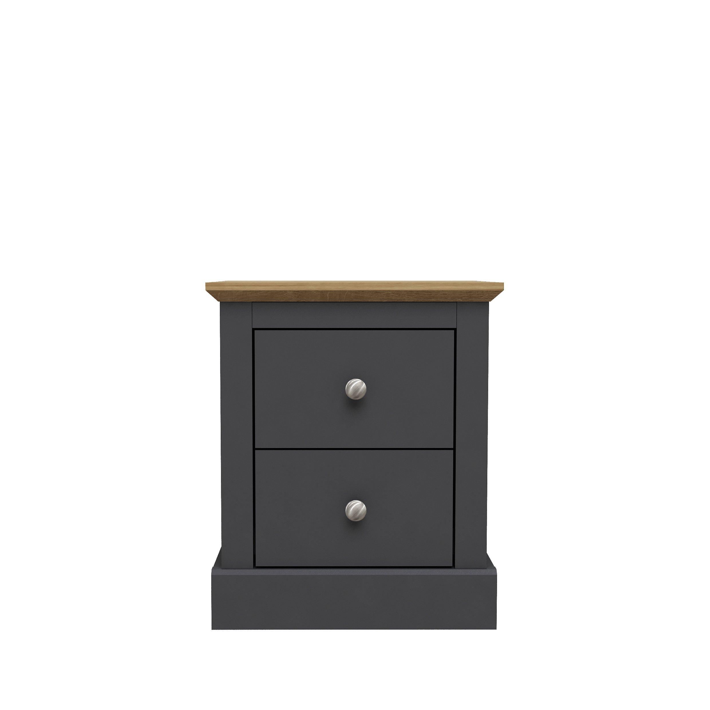 Charcoal - LPD - Devon 2 Drawer Bedside Cabinet - 1