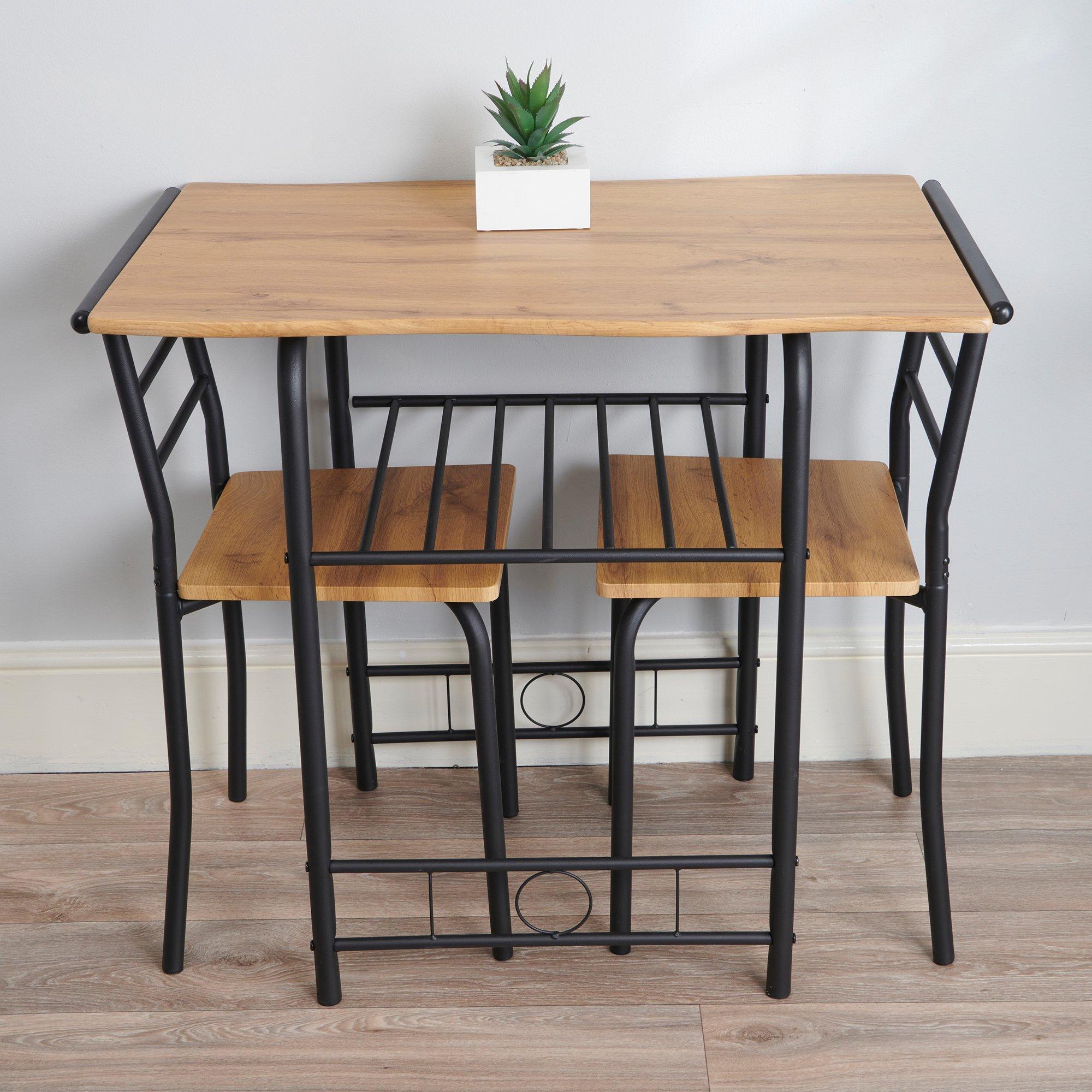Oak And Black - Greenhurst - Space Saving Live Edge Compact Dining Set - 9