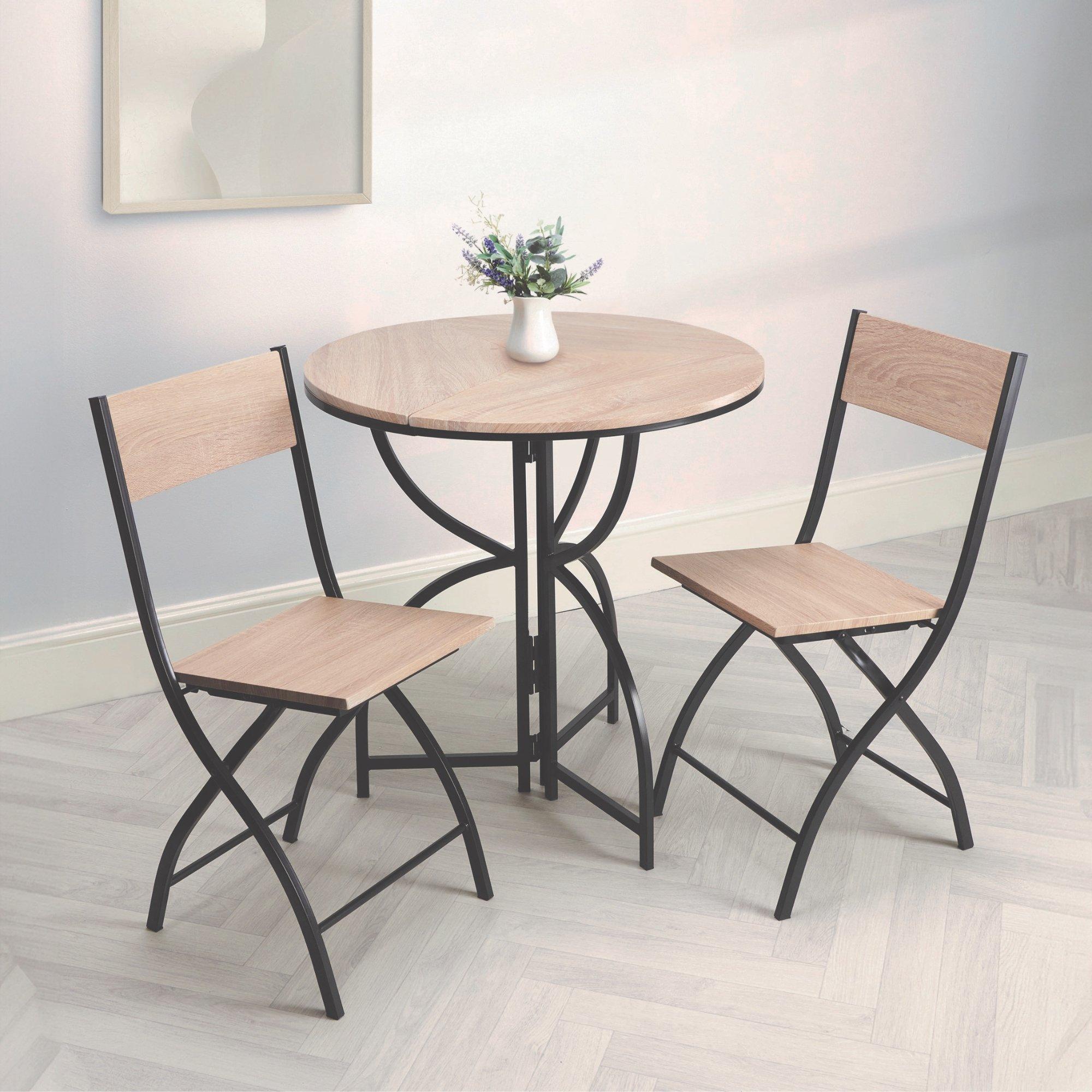 Light Oak - Greenhurst - Space Saving Folding Table Bistro Set - 3