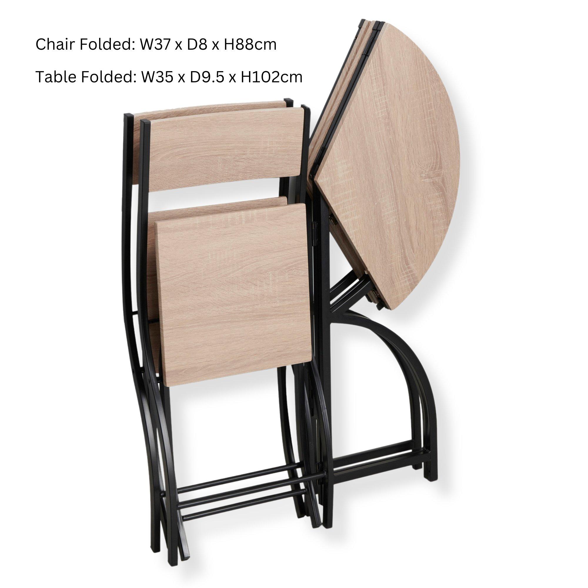 Light Oak - Greenhurst - Space Saving Folding Table Bistro Set - 5