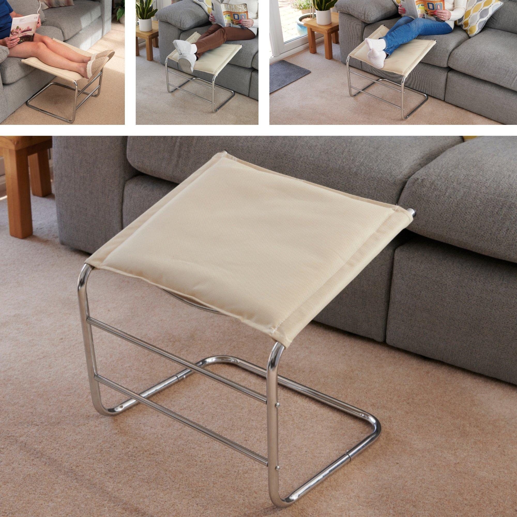 Beige - Greenhurst - Supportive Leg Rest Beige with Chrome frame - 5