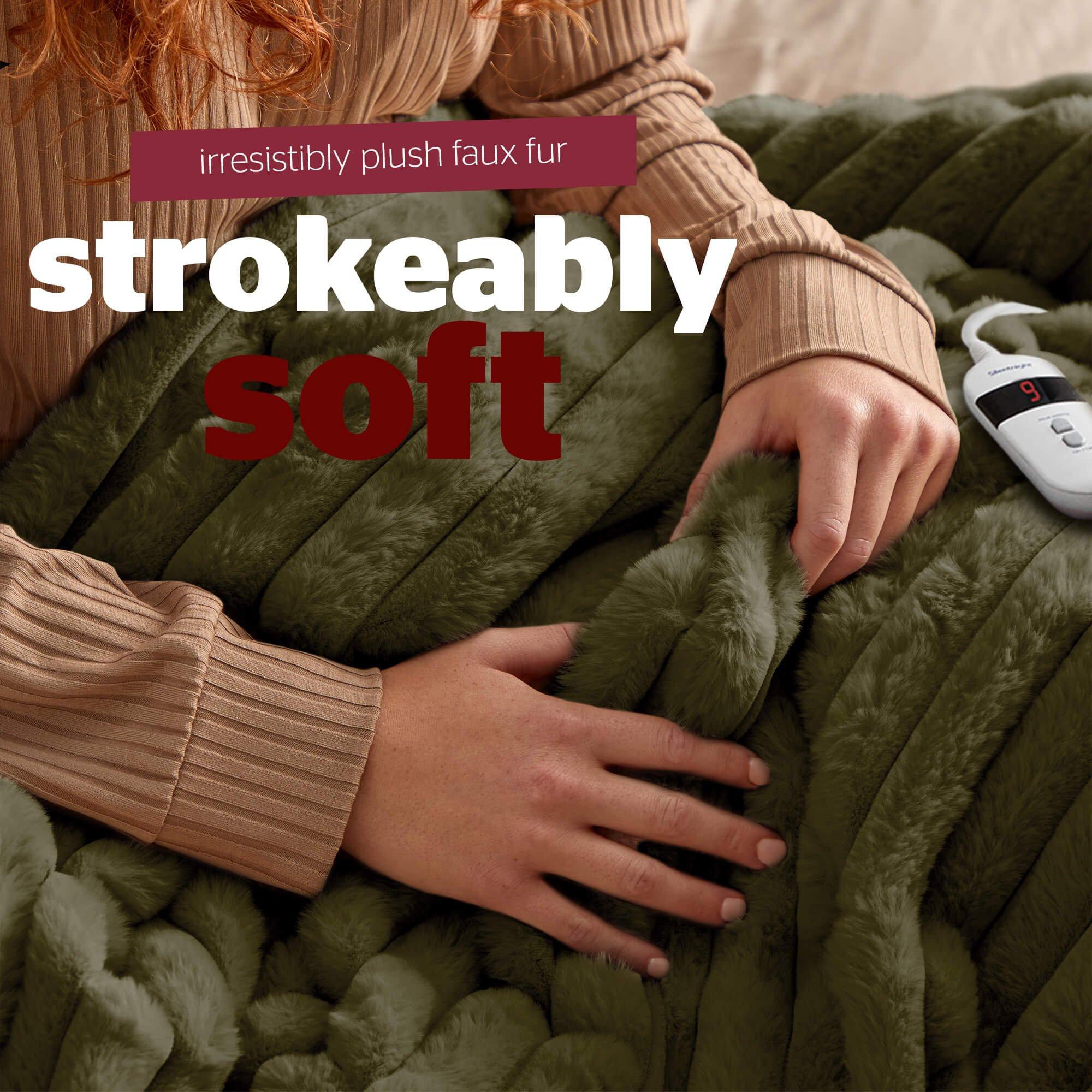 Green - Silentnight - SILENTNIGHT LUXURY RIBBED FAUX FUR HEATED THROW - 3