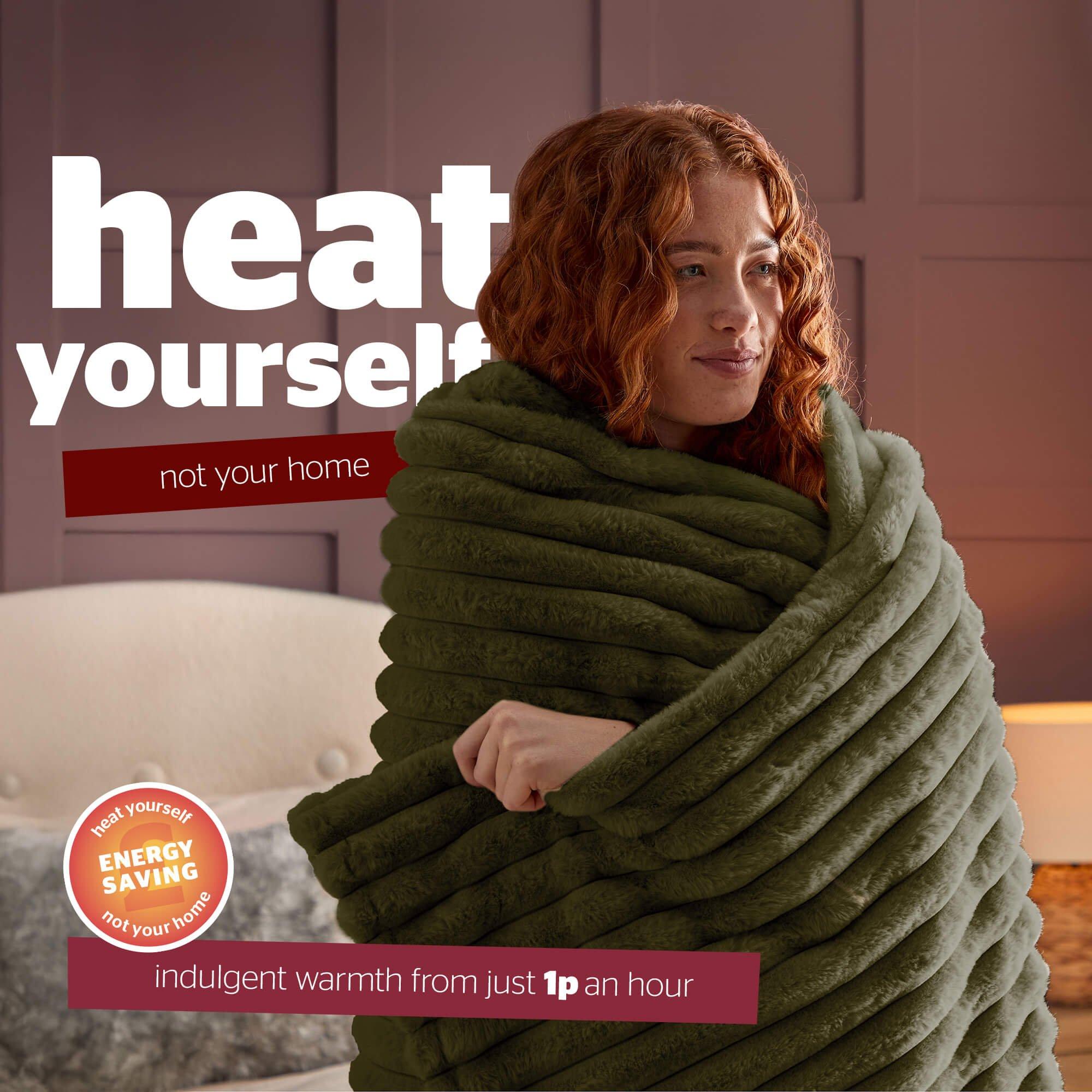 Green - Silentnight - SILENTNIGHT LUXURY RIBBED FAUX FUR HEATED THROW - 6