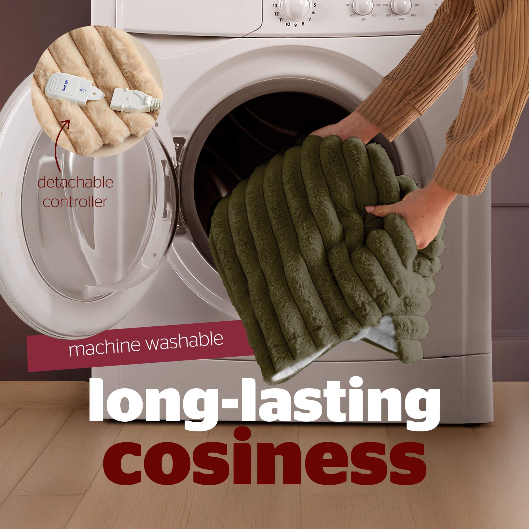 Green - Silentnight - SILENTNIGHT LUXURY RIBBED FAUX FUR HEATED THROW - 7