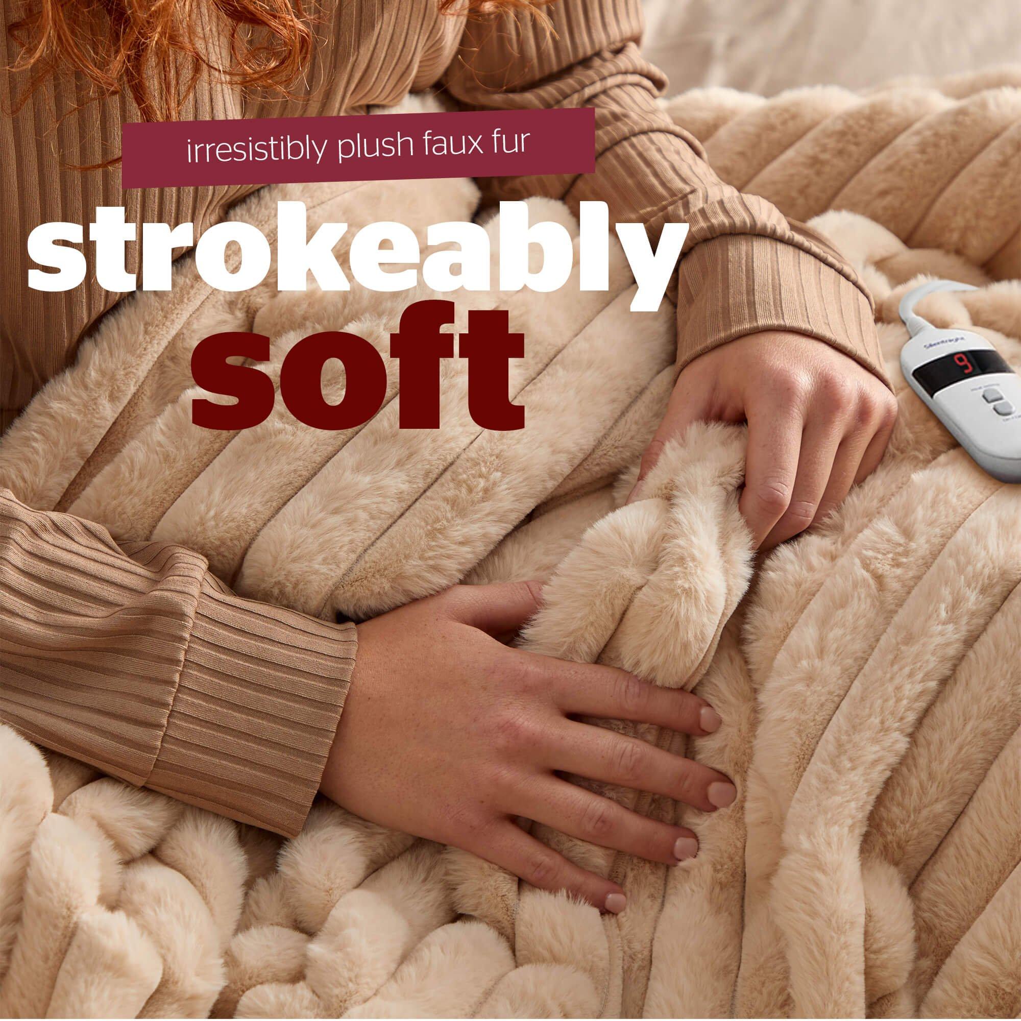 Natural - Silentnight - SILENTNIGHT LUXURY RIBBED FAUX FUR HEATED THROW - 3