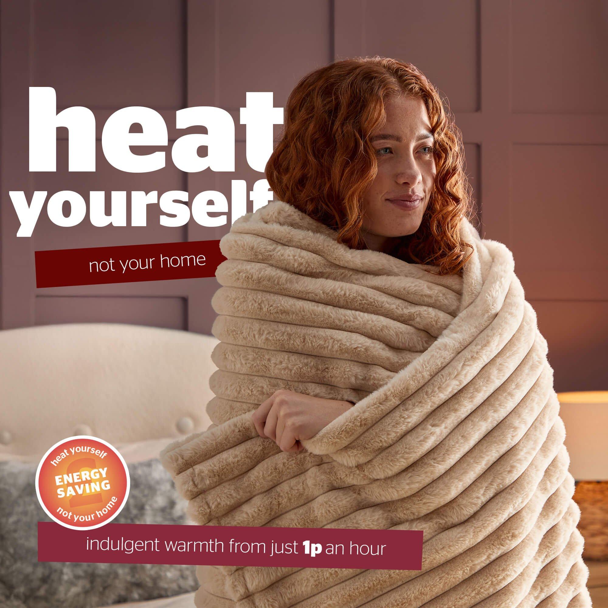 Natural - Silentnight - SILENTNIGHT LUXURY RIBBED FAUX FUR HEATED THROW - 6