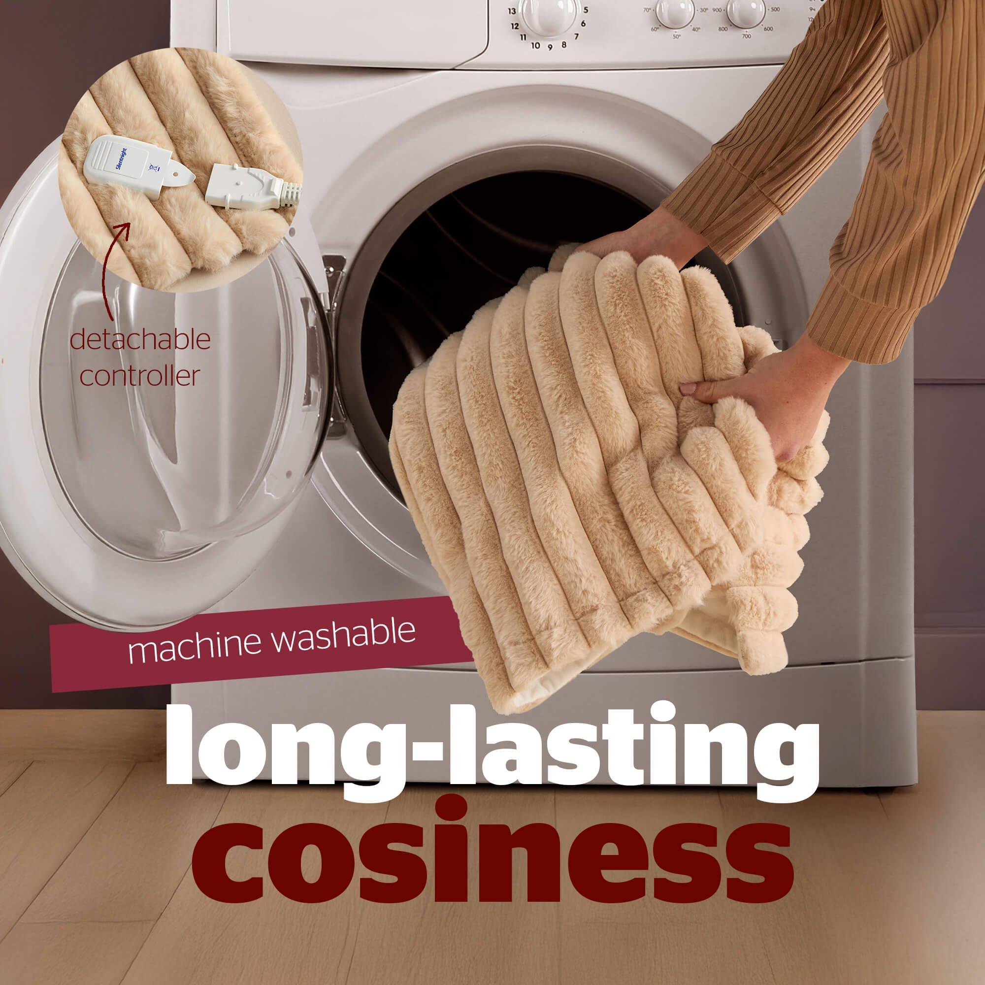 Natural - Silentnight - SILENTNIGHT LUXURY RIBBED FAUX FUR HEATED THROW - 7